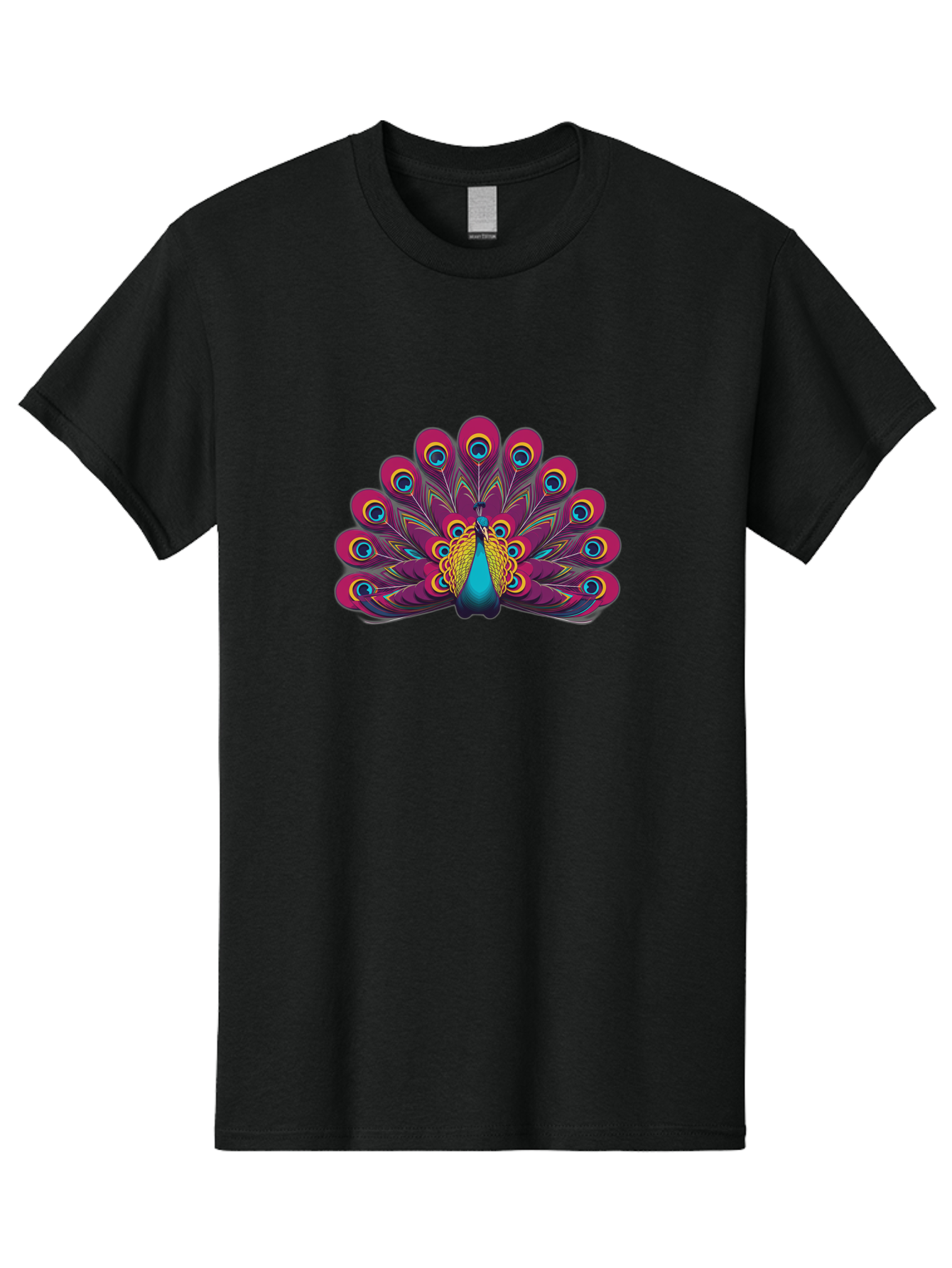Peacock-11 Men'S Graphic Tee, 100% Cotton, Comfortable Casual Summer Wear, Machine Washable, Vibrant Peacock, Colorful Plumage, Eye-Catching Feathers, Magenta And Blue Hues, Turquoise Body, Intricate Patterns, Majestic Display, Bab072