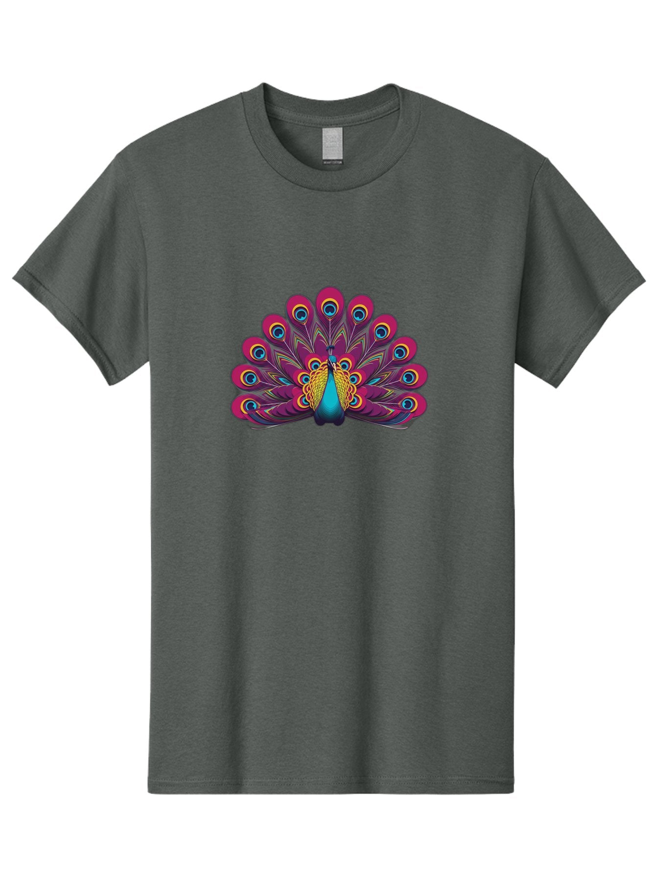 Peacock-11 Men'S Graphic Tee, 100% Cotton, Comfortable Casual Summer Wear, Machine Washable, Vibrant Peacock, Colorful Plumage, Eye-Catching Feathers, Magenta And Blue Hues, Turquoise Body, Intricate Patterns, Majestic Display, Bab072 4