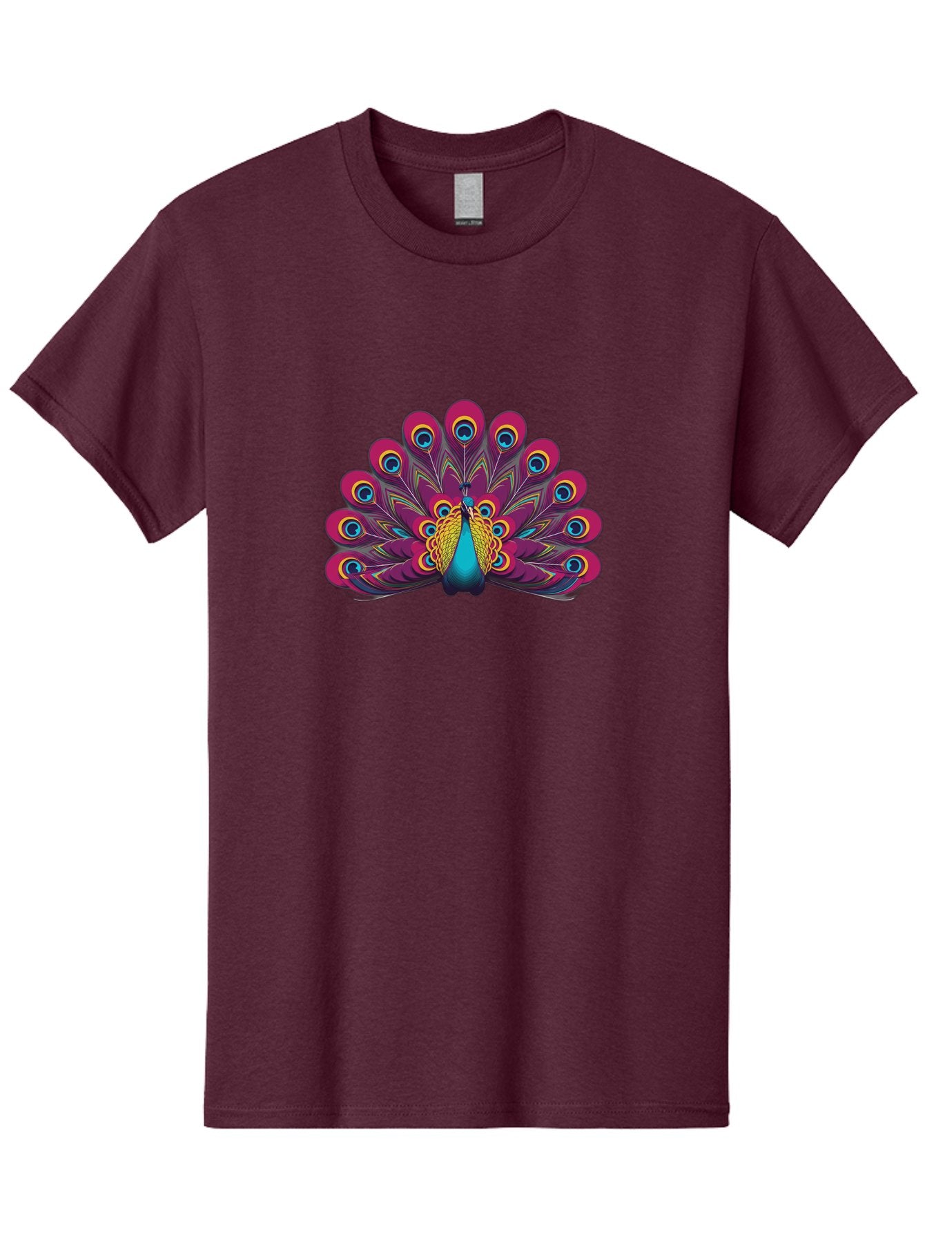 Peacock-11 Men'S Graphic Tee, 100% Cotton, Comfortable Casual Summer Wear, Machine Washable, Vibrant Peacock, Colorful Plumage, Eye-Catching Feathers, Magenta And Blue Hues, Turquoise Body, Intricate Patterns, Majestic Display, Bab072 12