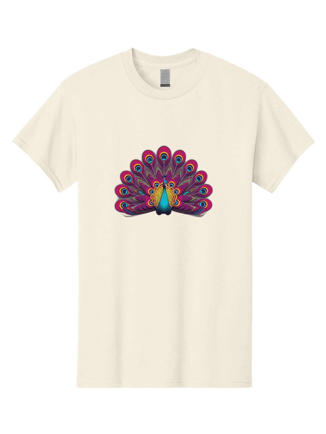 Peacock-11 Men'S Graphic Tee, 100% Cotton, Comfortable Casual Summer Wear, Machine Washable, Vibrant Peacock, Colorful Plumage, Eye-Catching Feathers, Magenta And Blue Hues, Turquoise Body, Intricate Patterns, Majestic Display, Bab072 5