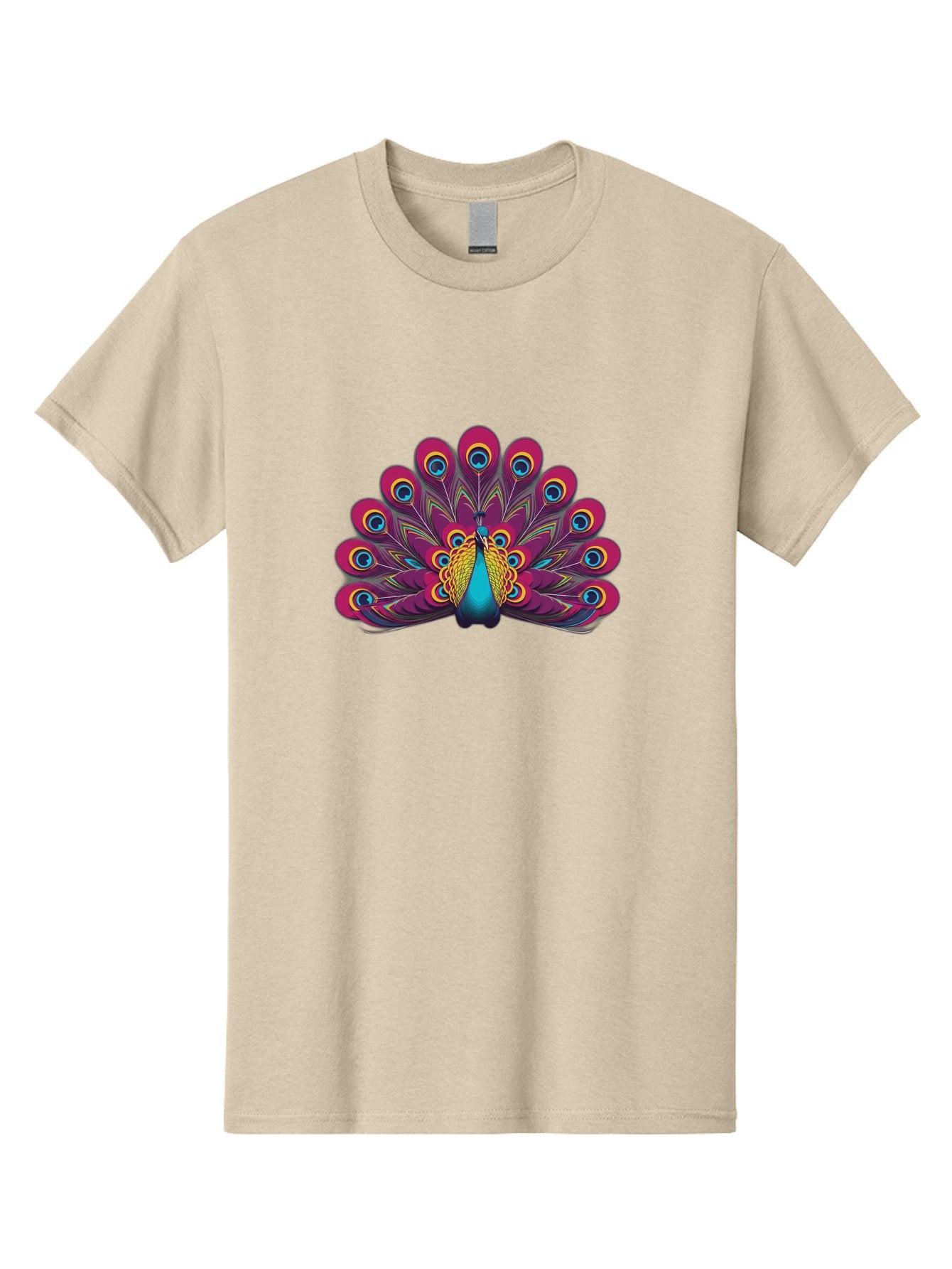Peacock-11 Men'S Graphic Tee, 100% Cotton, Comfortable Casual Summer Wear, Machine Washable, Vibrant Peacock, Colorful Plumage, Eye-Catching Feathers, Magenta And Blue Hues, Turquoise Body, Intricate Patterns, Majestic Display, Bab072 9
