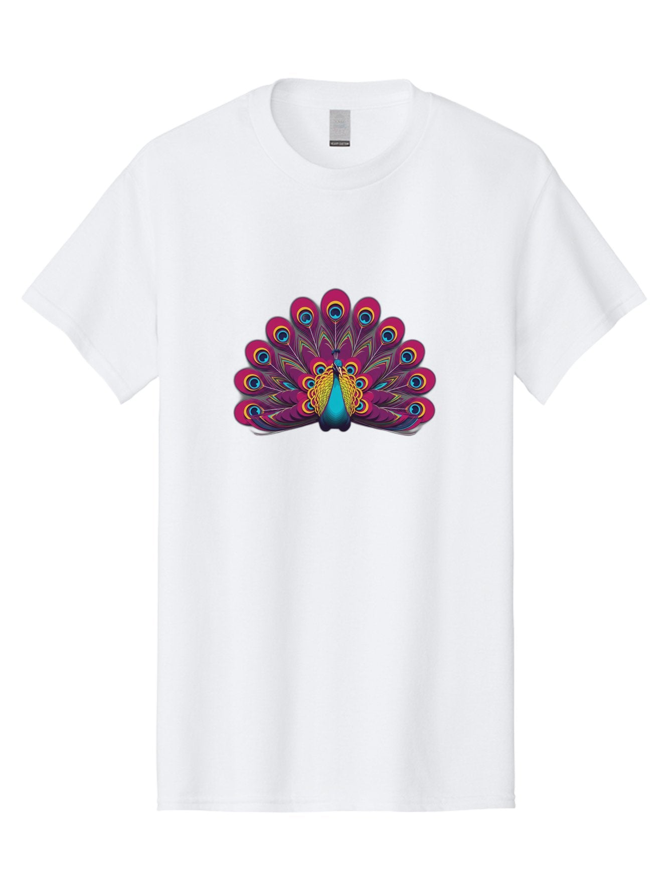 Peacock-11 Men'S Graphic Tee, 100% Cotton, Comfortable Casual Summer Wear, Machine Washable, Vibrant Peacock, Colorful Plumage, Eye-Catching Feathers, Magenta And Blue Hues, Turquoise Body, Intricate Patterns, Majestic Display, Bab072 10