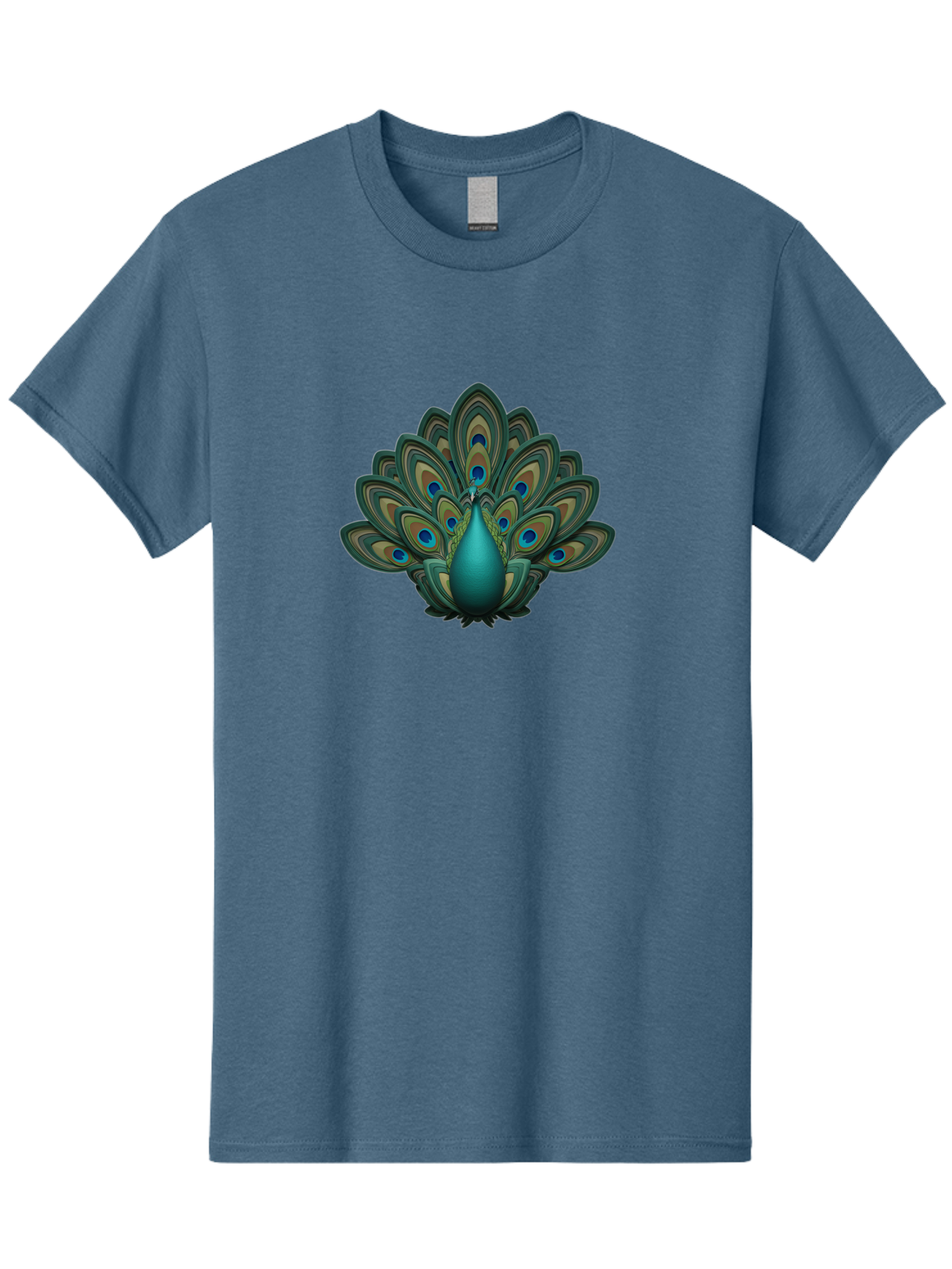 Peacock-12 Men'S Graphic Tee, 100% Cotton, Comfortable Casual Summer Wear, Machine Washable, Peacock Spreading Feathers, Blue Eyespots, Vibrant Plumage, Exotic Bird, Natural Beauty, Colorful Display, Majestic Creature, Bird Watching, Bab073 25