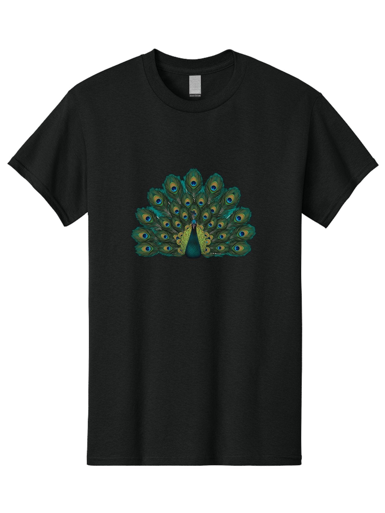 Peacock-13 Men'S Graphic Tee, 100% Cotton, Comfortable Casual Summer Wear, Machine Washable, Peacock With Spread Tail, Vibrant Plumage, Blue And Green Feathers, Eye Spots, Majestic Bird, Exotic Creature, Beautiful Display, Nature'S Artistry, Bab074 8