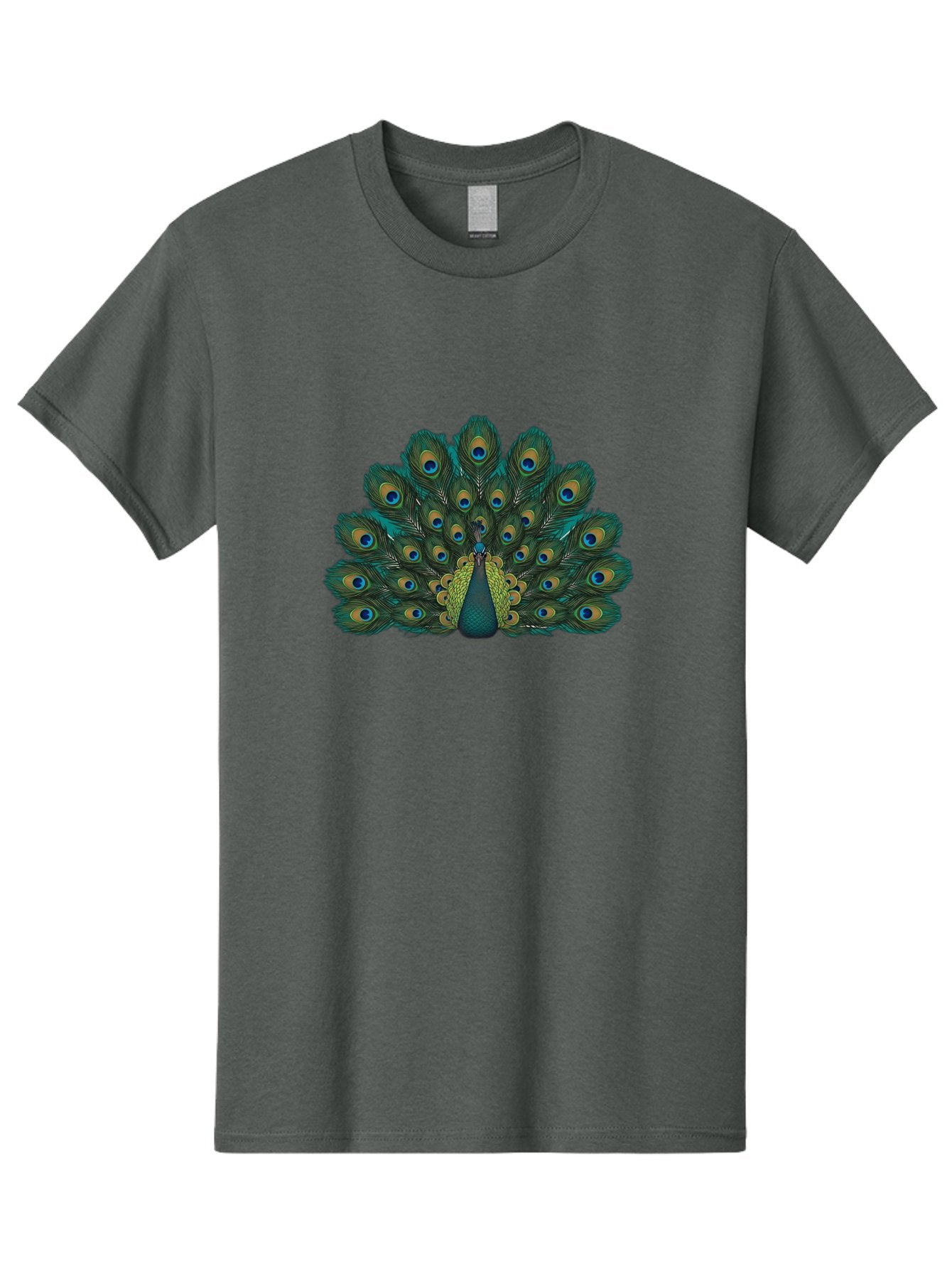Peacock-13 Men'S Graphic Tee, 100% Cotton, Comfortable Casual Summer Wear, Machine Washable, Peacock With Spread Tail, Vibrant Plumage, Blue And Green Feathers, Eye Spots, Majestic Bird, Exotic Creature, Beautiful Display, Nature'S Artistry, Bab074 3
