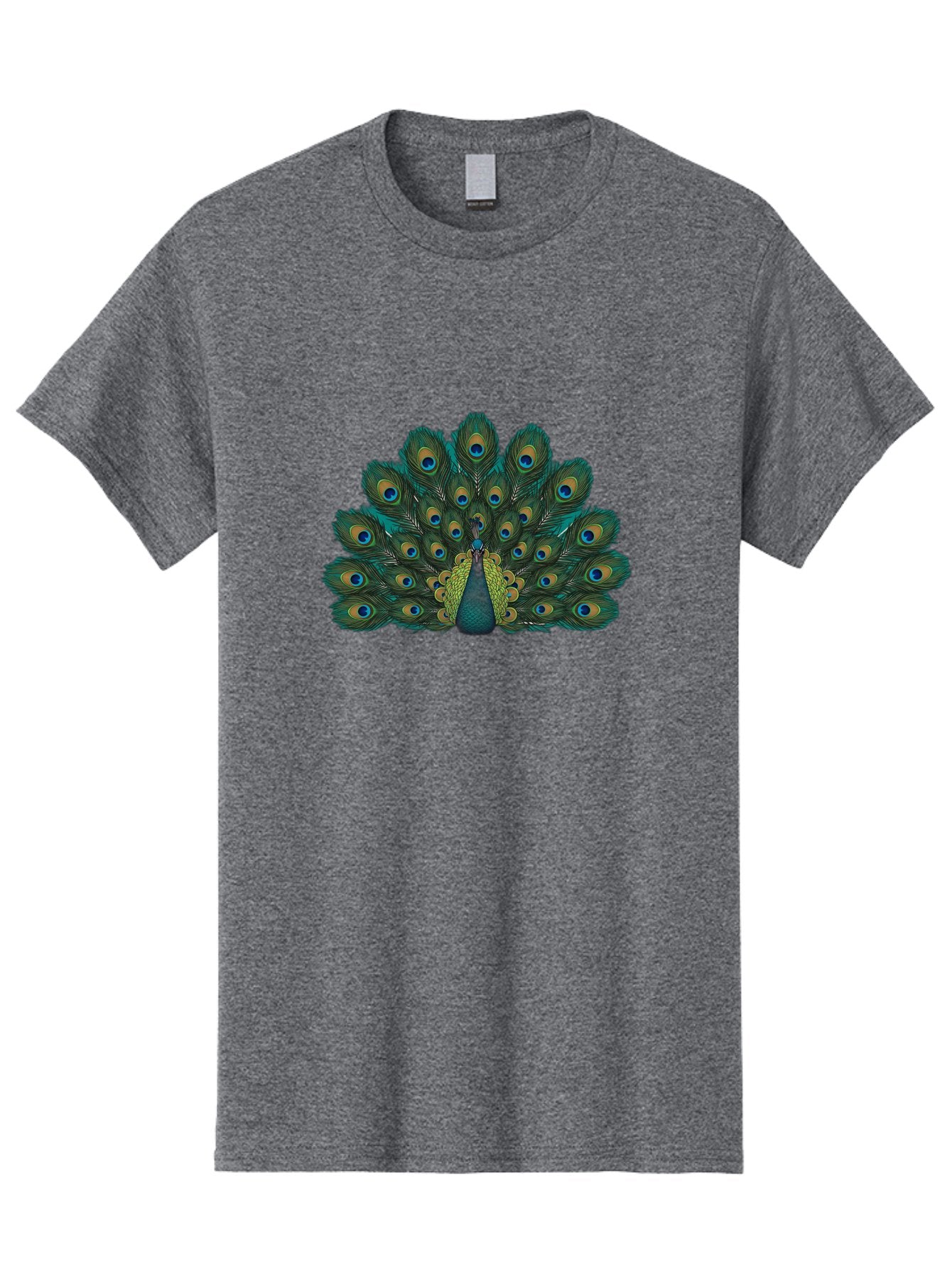 Peacock-13 Men'S Graphic Tee, 100% Cotton, Comfortable Casual Summer Wear, Machine Washable, Peacock With Spread Tail, Vibrant Plumage, Blue And Green Feathers, Eye Spots, Majestic Bird, Exotic Creature, Beautiful Display, Nature'S Artistry, Bab074 5