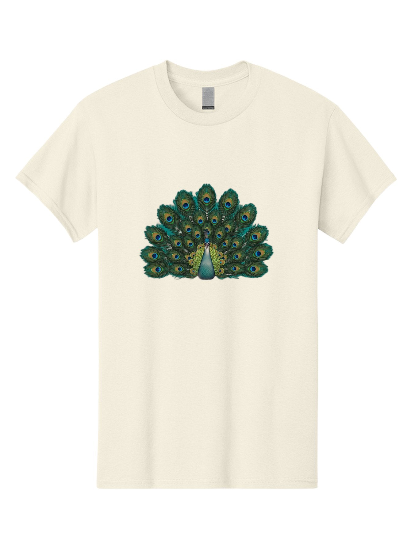 Peacock-13 Men'S Graphic Tee, 100% Cotton, Comfortable Casual Summer Wear, Machine Washable, Peacock With Spread Tail, Vibrant Plumage, Blue And Green Feathers, Eye Spots, Majestic Bird, Exotic Creature, Beautiful Display, Nature'S Artistry, Bab074 4