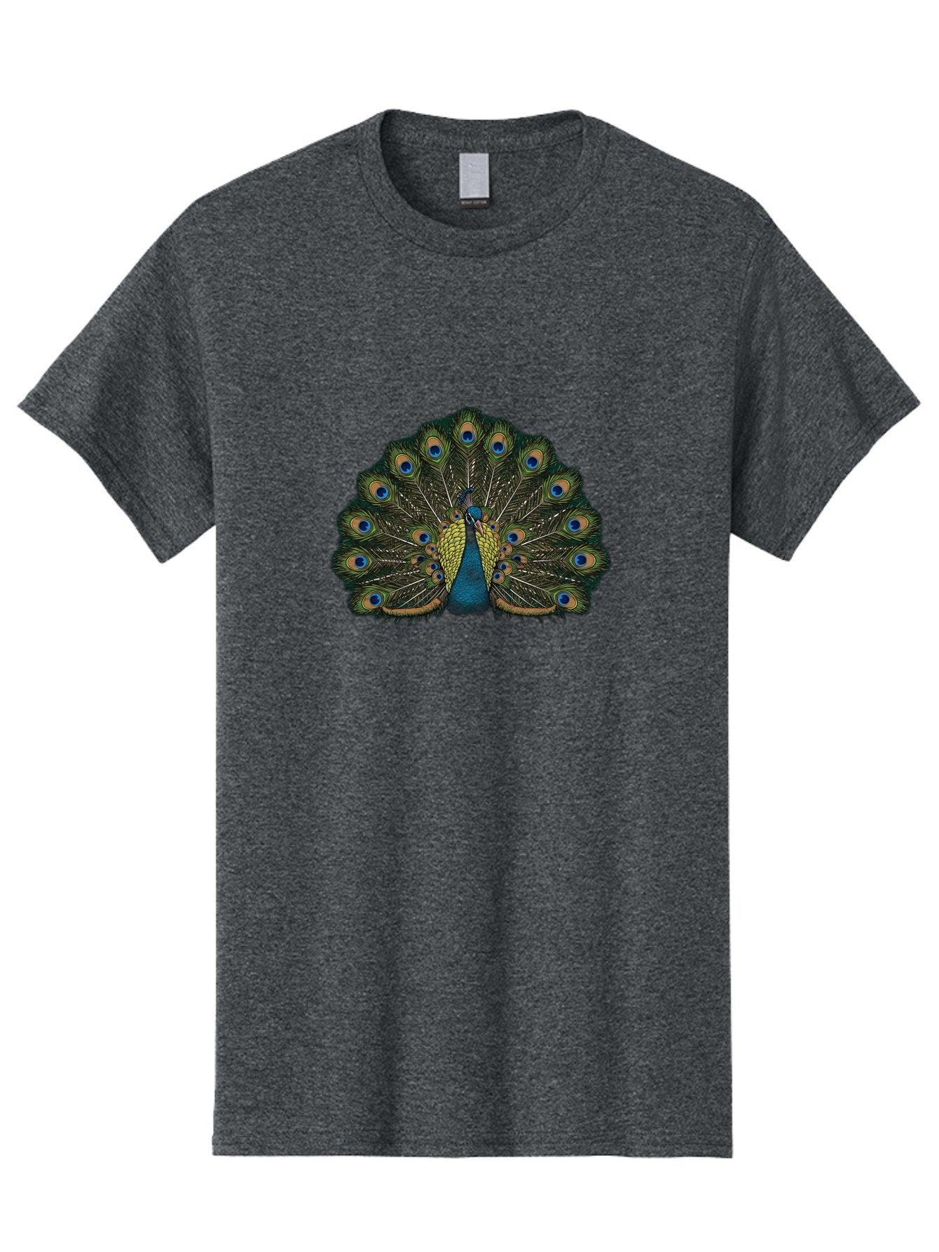 Peacock-14 Men'S Graphic Tee, 100% Cotton, Comfortable Casual Summer Wear, Machine Washable, Peacock Displaying Feathers, Vibrant Plumage, Blue Eyespots, Iridescent Colors, Majestic Bird, Wildlife Beauty, Ornate Tail, Proud Display Bab075 7