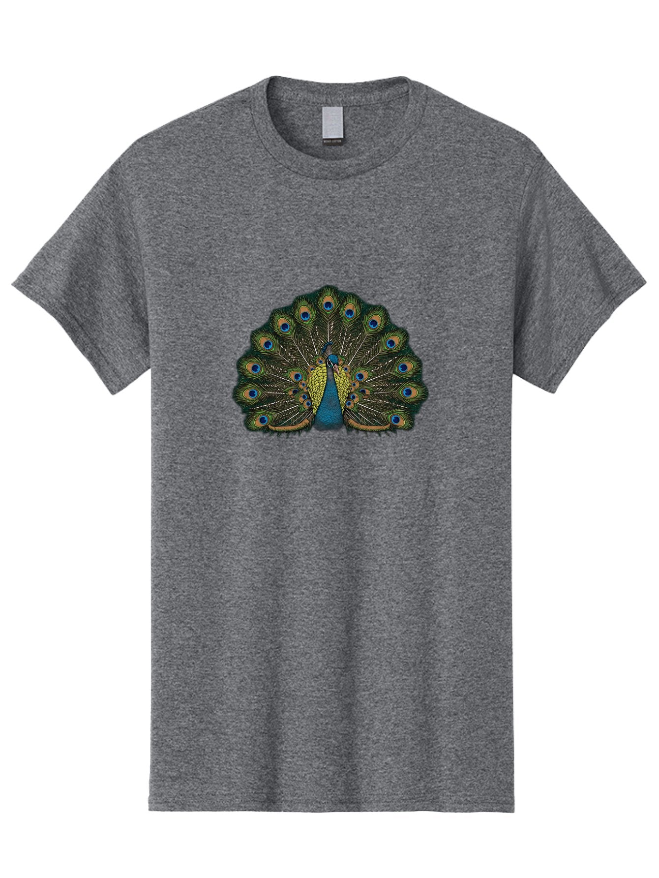 Peacock-14 Men'S Graphic Tee, 100% Cotton, Comfortable Casual Summer Wear, Machine Washable, Peacock Displaying Feathers, Vibrant Plumage, Blue Eyespots, Iridescent Colors, Majestic Bird, Wildlife Beauty, Ornate Tail, Proud Display Bab075 4