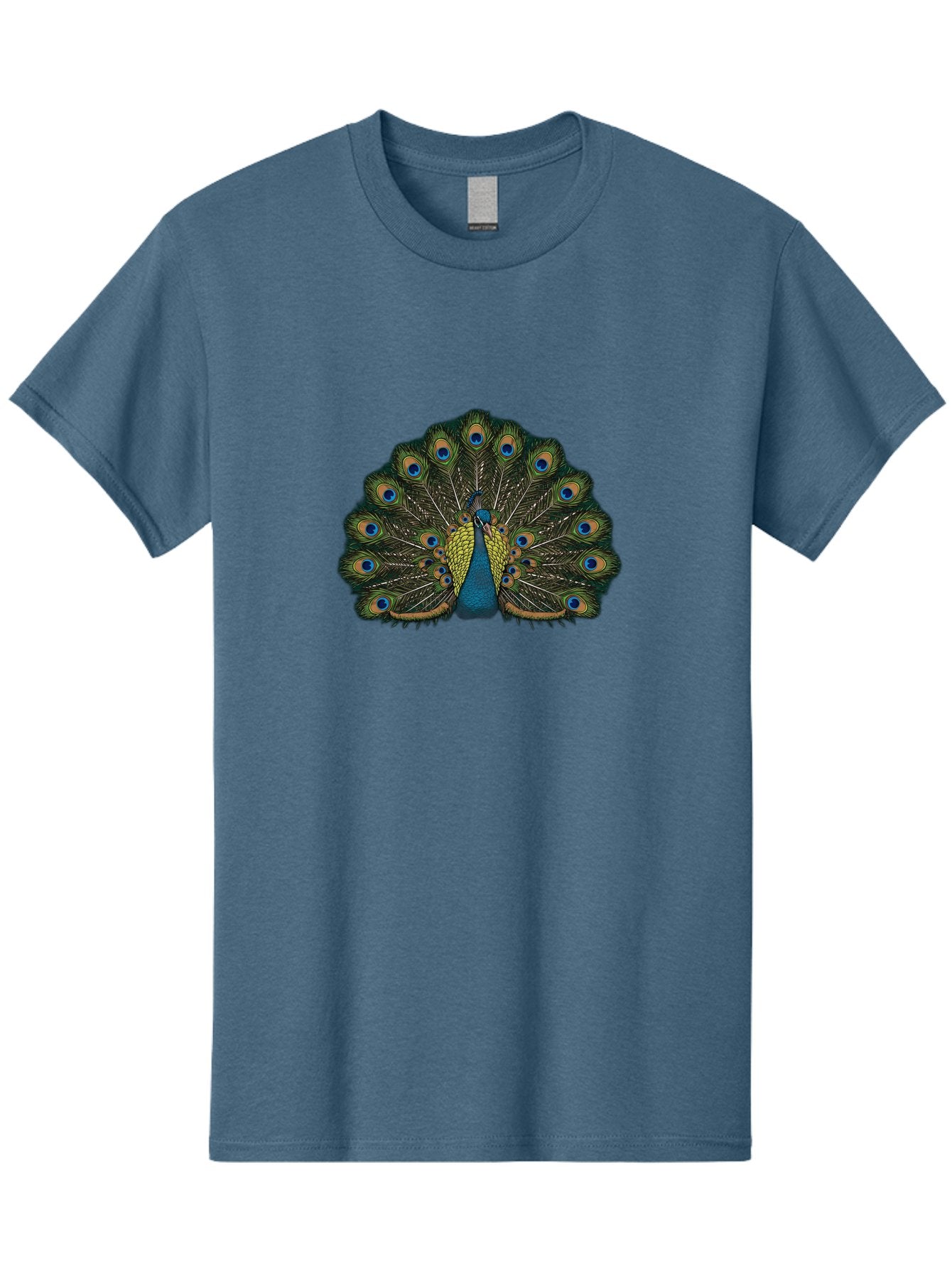 Peacock-14 Men'S Graphic Tee, 100% Cotton, Comfortable Casual Summer Wear, Machine Washable, Peacock Displaying Feathers, Vibrant Plumage, Blue Eyespots, Iridescent Colors, Majestic Bird, Wildlife Beauty, Ornate Tail, Proud Display Bab075 12