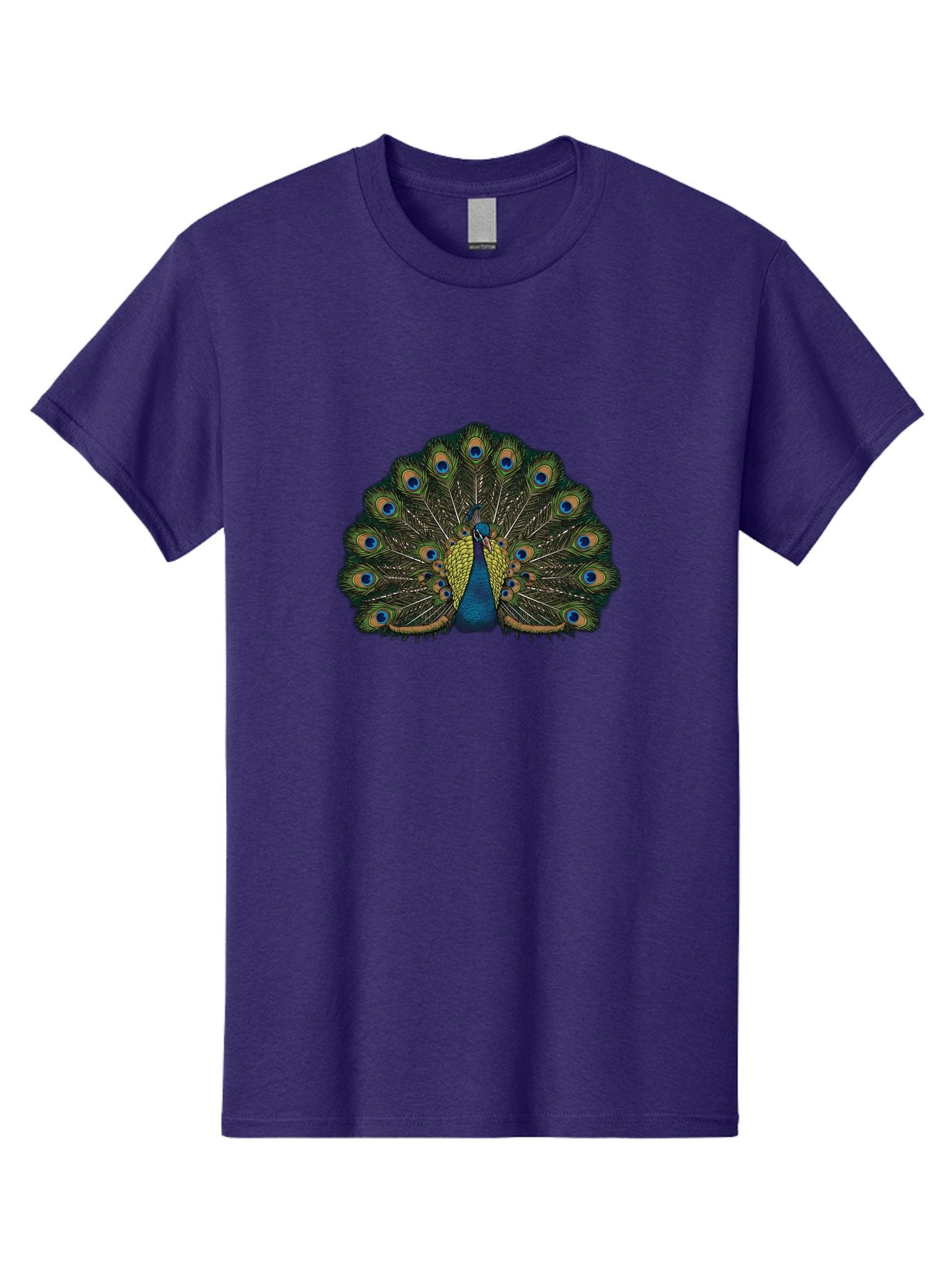 Peacock-14 Men'S Graphic Tee, 100% Cotton, Comfortable Casual Summer Wear, Machine Washable, Peacock Displaying Feathers, Vibrant Plumage, Blue Eyespots, Iridescent Colors, Majestic Bird, Wildlife Beauty, Ornate Tail, Proud Display Bab075 8