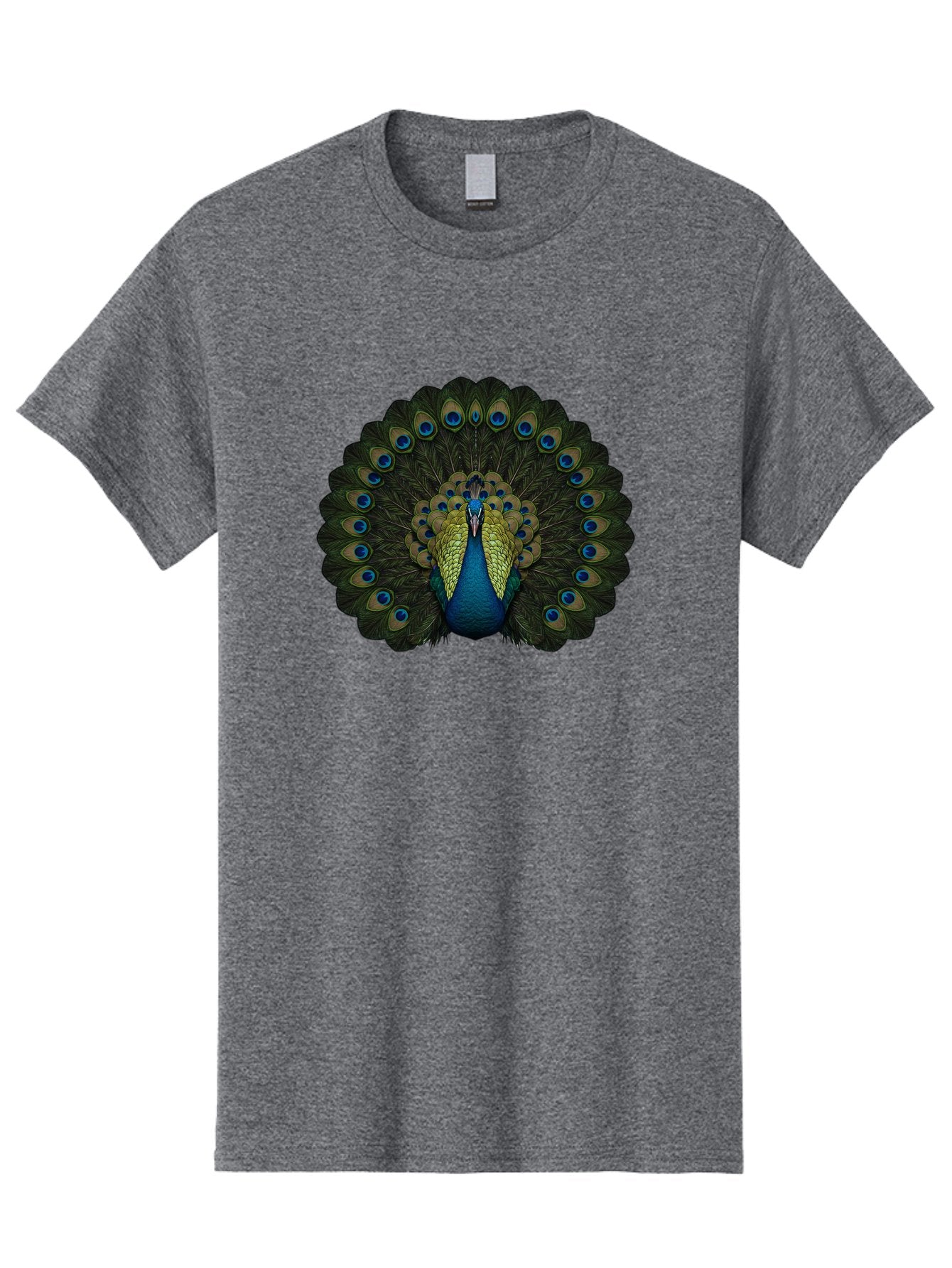 Peacock-15 Men'S Graphic Tee, 100% Cotton, Comfortable Casual Summer Wear, Machine Washable, Blue Peacock, Vibrant Plumage, Eye-Catching Display, Majestic Feathers, Regal Bird, Stunning Colors, Intricate Patterns, Blue And Gold Hues, Bab076 14