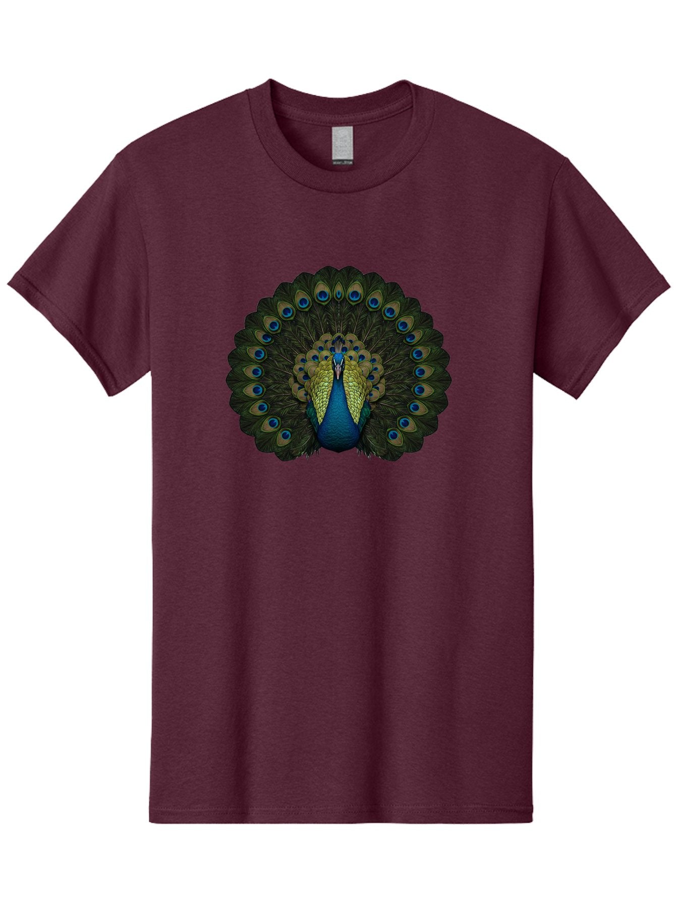 Peacock-15 Men'S Graphic Tee, 100% Cotton, Comfortable Casual Summer Wear, Machine Washable, Blue Peacock, Vibrant Plumage, Eye-Catching Display, Majestic Feathers, Regal Bird, Stunning Colors, Intricate Patterns, Blue And Gold Hues, Bab076 15