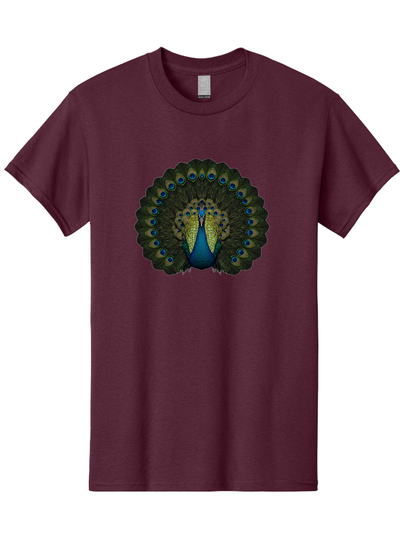 Peacock-15 Men'S Graphic Tee, 100% Cotton, Comfortable Casual Summer Wear, Machine Washable, Blue Peacock, Vibrant Plumage, Eye-Catching Display, Majestic Feathers, Regal Bird, Stunning Colors, Intricate Patterns, Blue And Gold Hues, Bab076