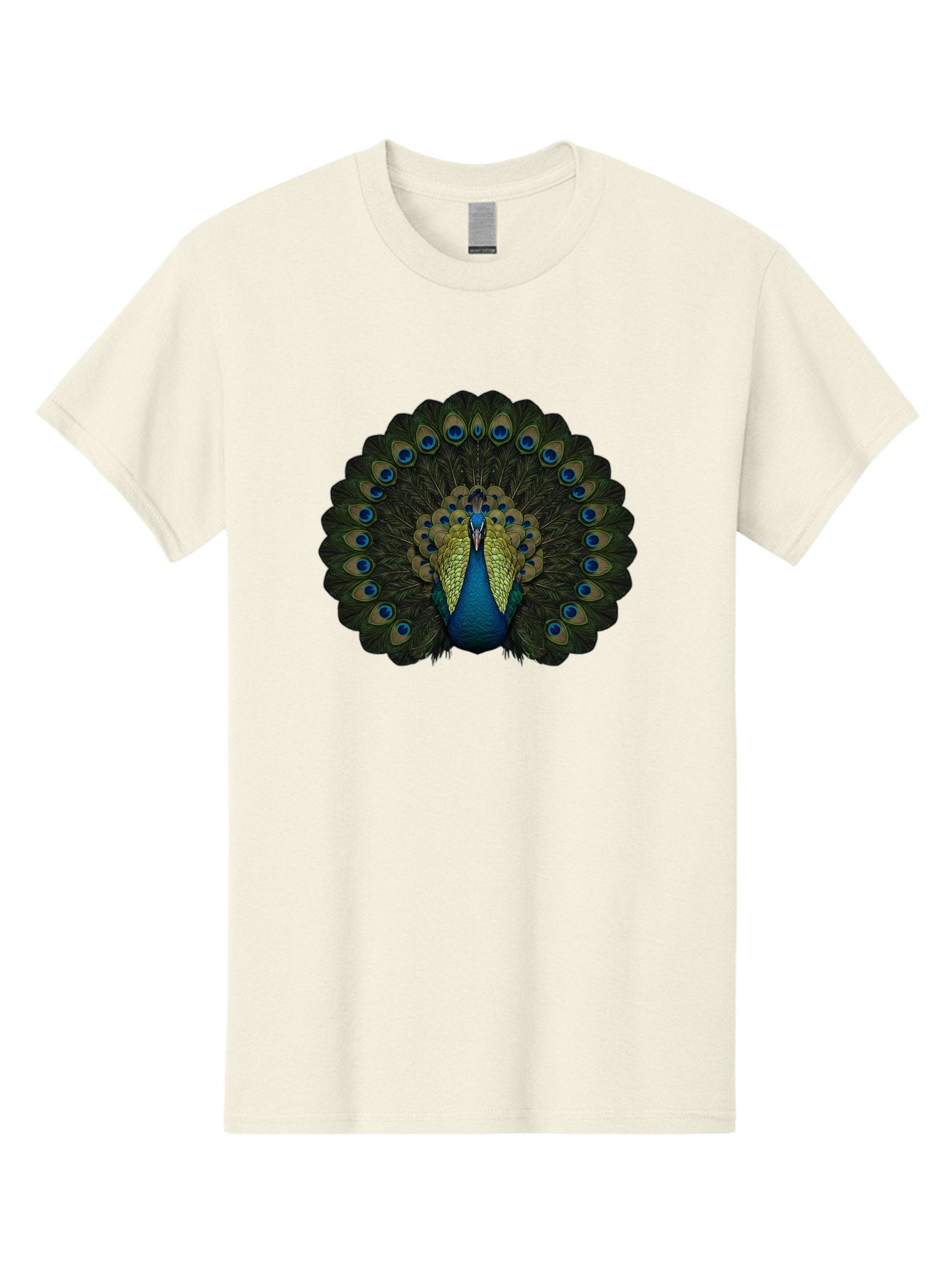 Peacock-15 Men'S Graphic Tee, 100% Cotton, Comfortable Casual Summer Wear, Machine Washable, Blue Peacock, Vibrant Plumage, Eye-Catching Display, Majestic Feathers, Regal Bird, Stunning Colors, Intricate Patterns, Blue And Gold Hues, Bab076 12