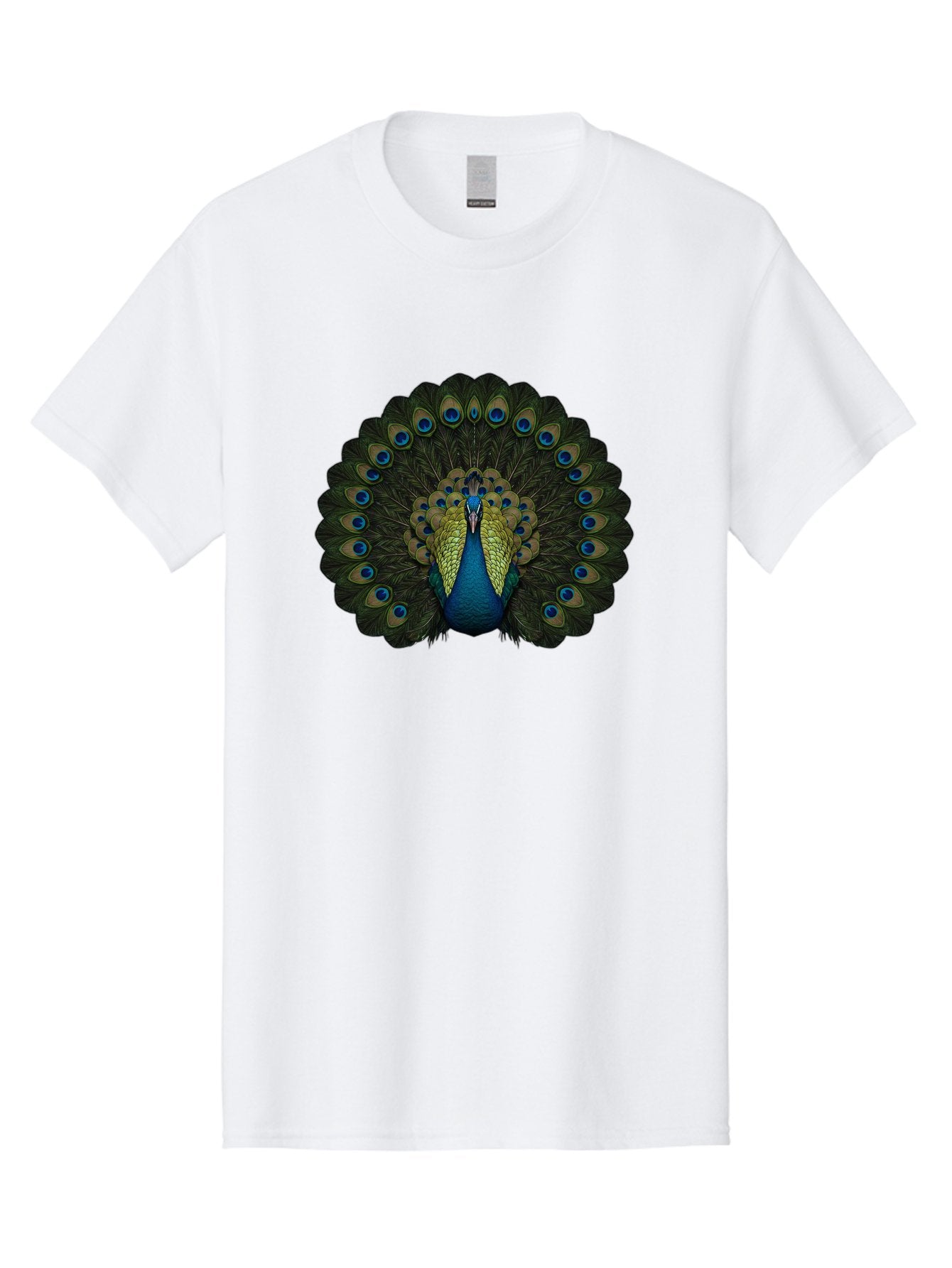 Peacock-15 Men'S Graphic Tee, 100% Cotton, Comfortable Casual Summer Wear, Machine Washable, Blue Peacock, Vibrant Plumage, Eye-Catching Display, Majestic Feathers, Regal Bird, Stunning Colors, Intricate Patterns, Blue And Gold Hues, Bab076 9