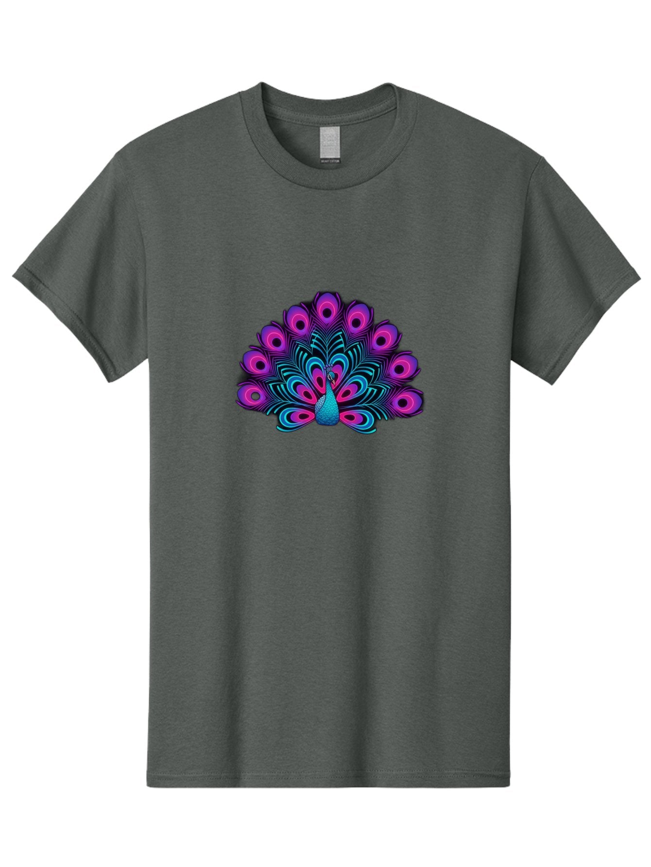 Peacock-16 Men'S Graphic Tee, 100% Cotton, Comfortable Casual Summer Wear, Machine Washable, Peacock Displaying Feathers, Vibrant Plumage, Blue And Purple Hues, Eye-Catching Pattern, Majestic Bird, Colorful Illustration, Intricate Design, Bab077