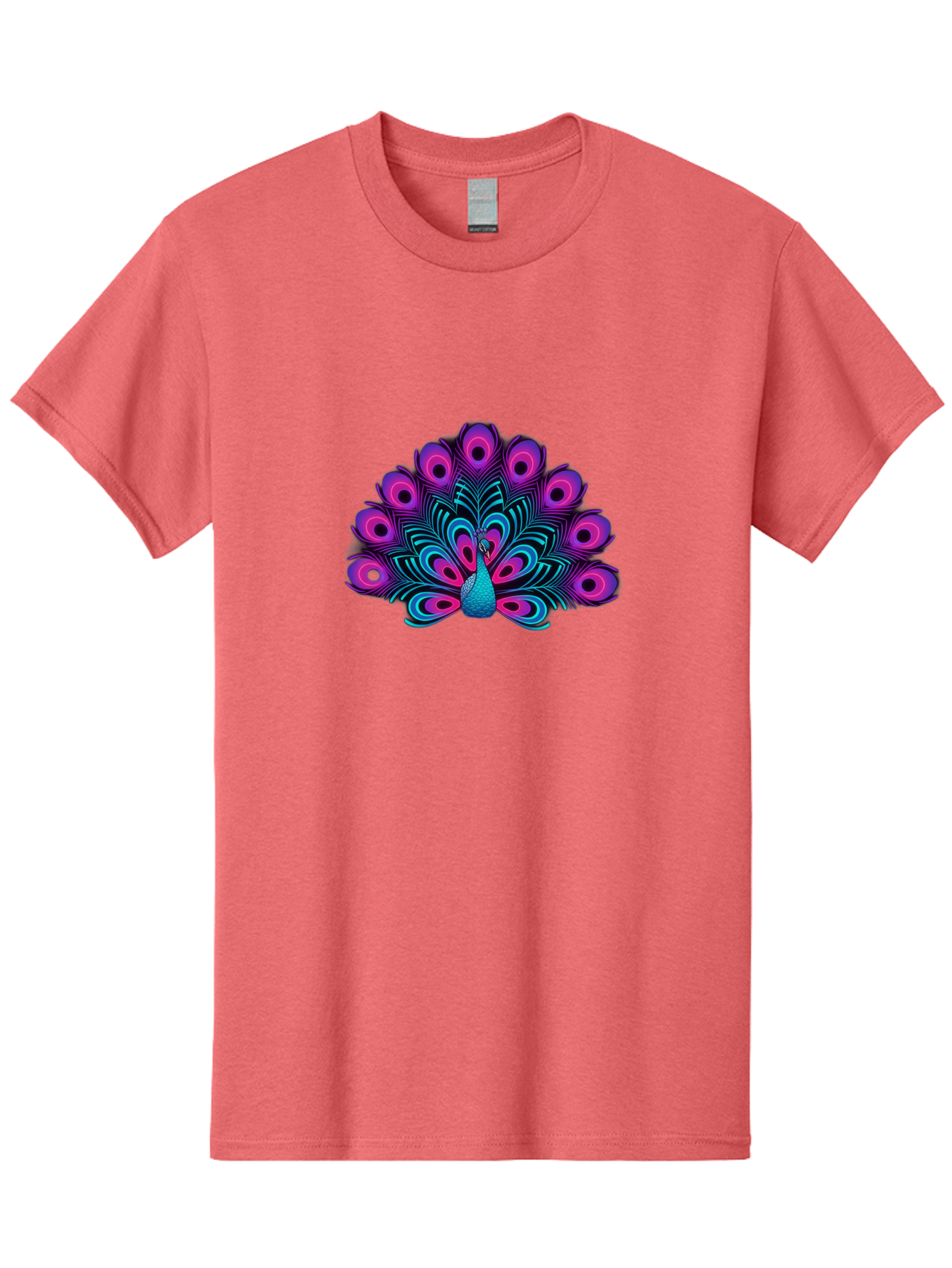 Peacock-16 Men'S Graphic Tee, 100% Cotton, Comfortable Casual Summer Wear, Machine Washable, Peacock Displaying Feathers, Vibrant Plumage, Blue And Purple Hues, Eye-Catching Pattern, Majestic Bird, Colorful Illustration, Intricate Design, Bab077 3
