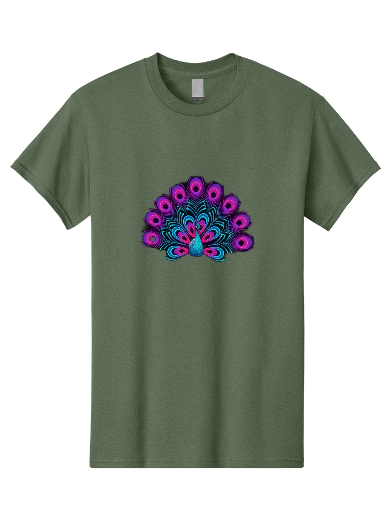 Peacock-16 Men'S Graphic Tee, 100% Cotton, Comfortable Casual Summer Wear, Machine Washable, Peacock Displaying Feathers, Vibrant Plumage, Blue And Purple Hues, Eye-Catching Pattern, Majestic Bird, Colorful Illustration, Intricate Design, Bab077 5