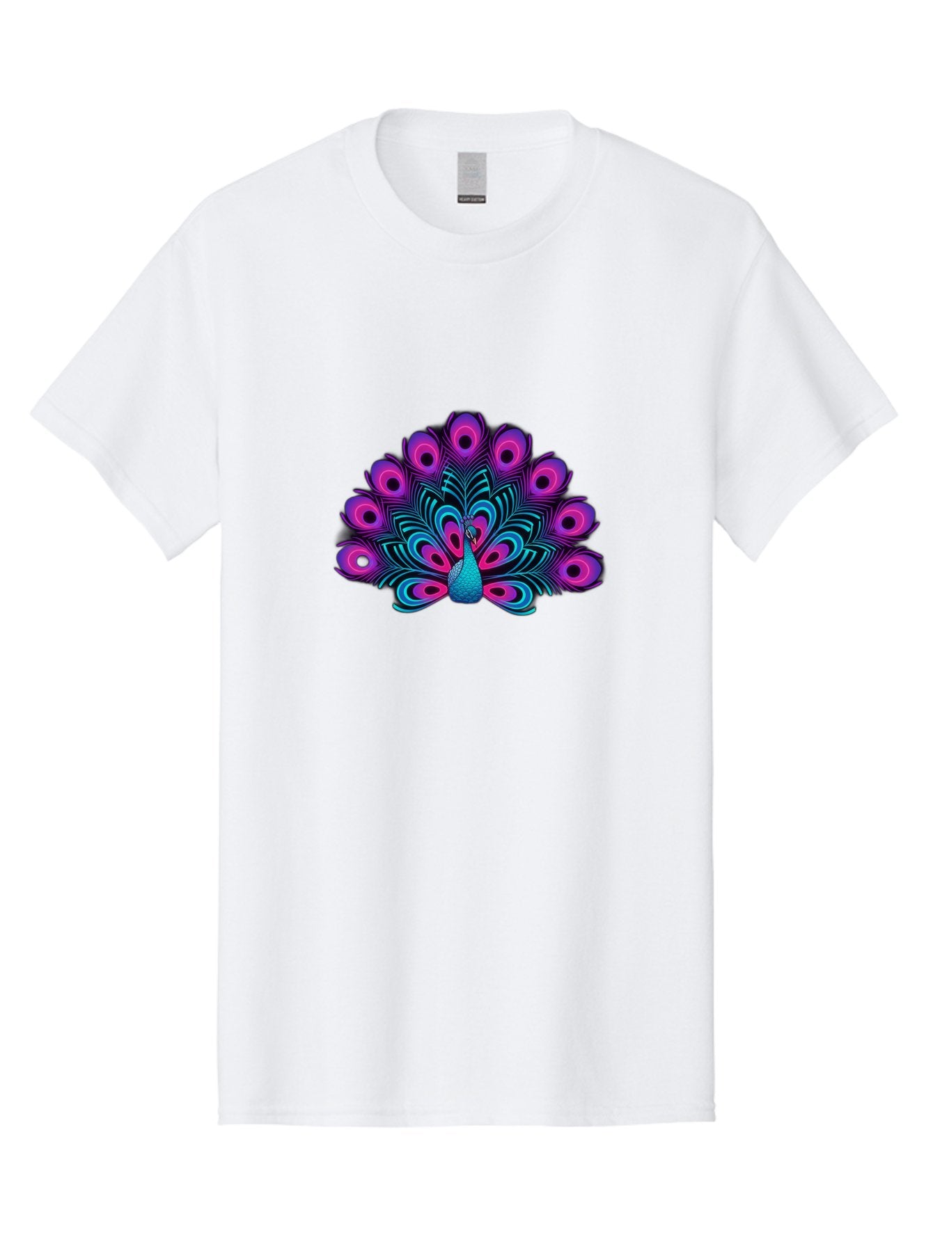 Peacock-16 Men'S Graphic Tee, 100% Cotton, Comfortable Casual Summer Wear, Machine Washable, Peacock Displaying Feathers, Vibrant Plumage, Blue And Purple Hues, Eye-Catching Pattern, Majestic Bird, Colorful Illustration, Intricate Design, Bab077 3