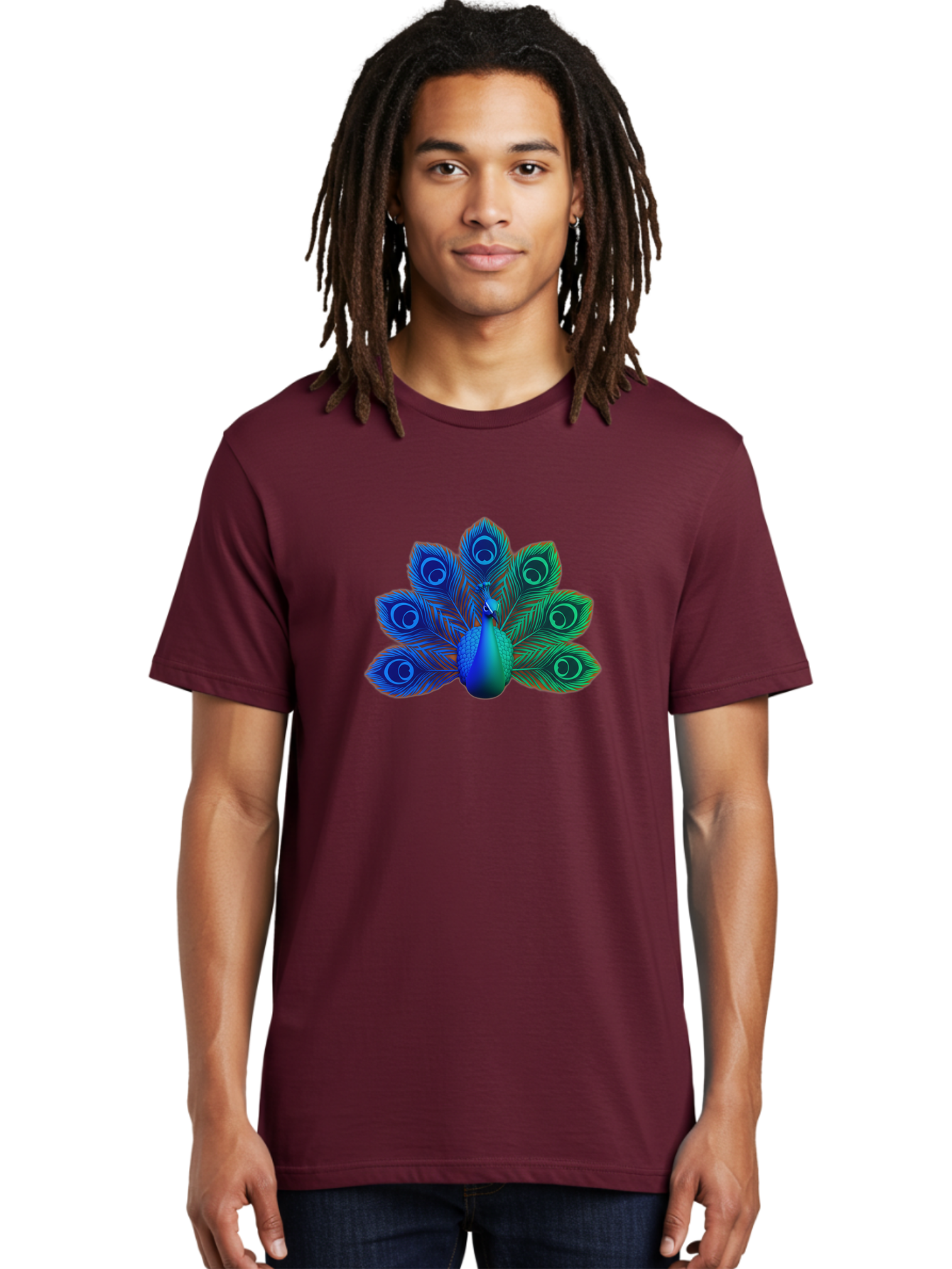 Peacock-18 Men'S Graphic Tee, 100% Cotton, Comfortable Casual Summer Wear, Machine Washable, Peacock Display, Vibrant Feathers, Blue Plumage, Colorful Bird, Majestic Creature, Iridescent Colors, Eye Spots, Feathered Beauty Bab079 10