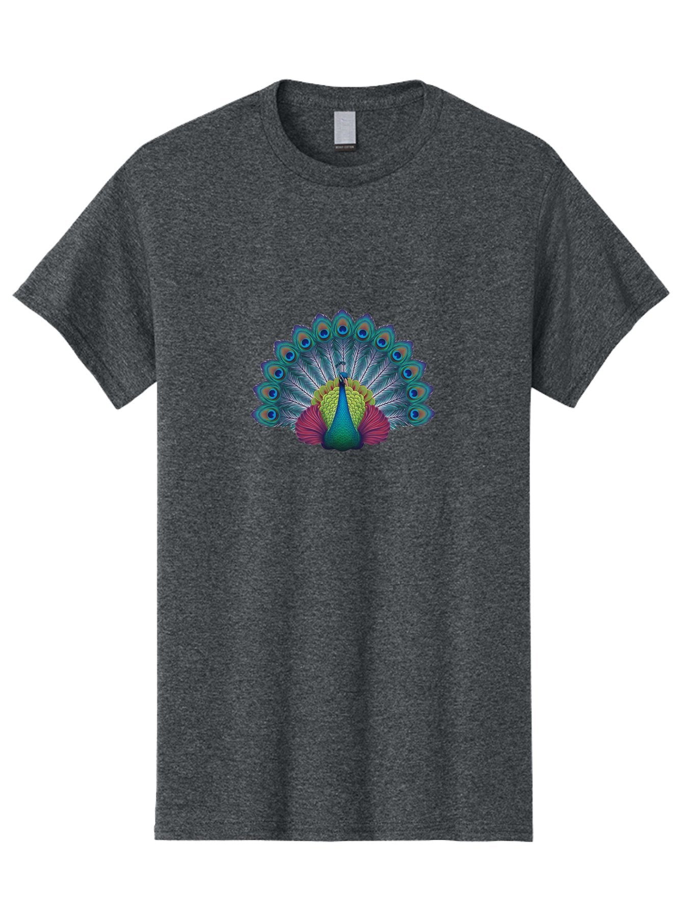 Peacock-19 Men'S Graphic Tee, 100% Cotton, Comfortable Casual Summer Wear, Machine Washable, Peacock With Vibrant Feathers, Colorful Plumage, Blue Eyespots, Green And Blue Body, Pink Train, Majestic Bird, Exotic Wildlife, Beautiful Creature, Bab080 8