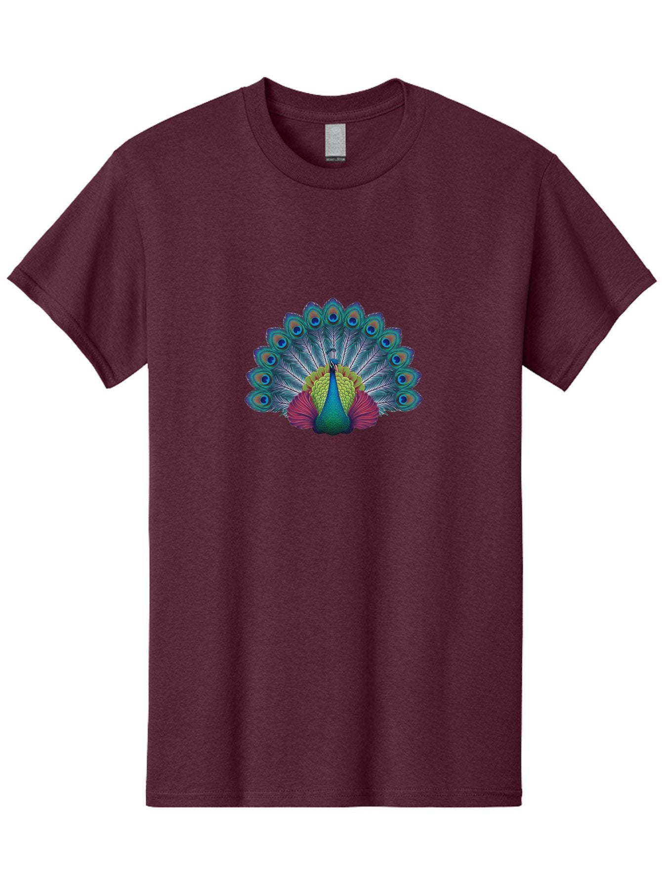 Peacock-19 Men'S Graphic Tee, 100% Cotton, Comfortable Casual Summer Wear, Machine Washable, Peacock With Vibrant Feathers, Colorful Plumage, Blue Eyespots, Green And Blue Body, Pink Train, Majestic Bird, Exotic Wildlife, Beautiful Creature, Bab080 13