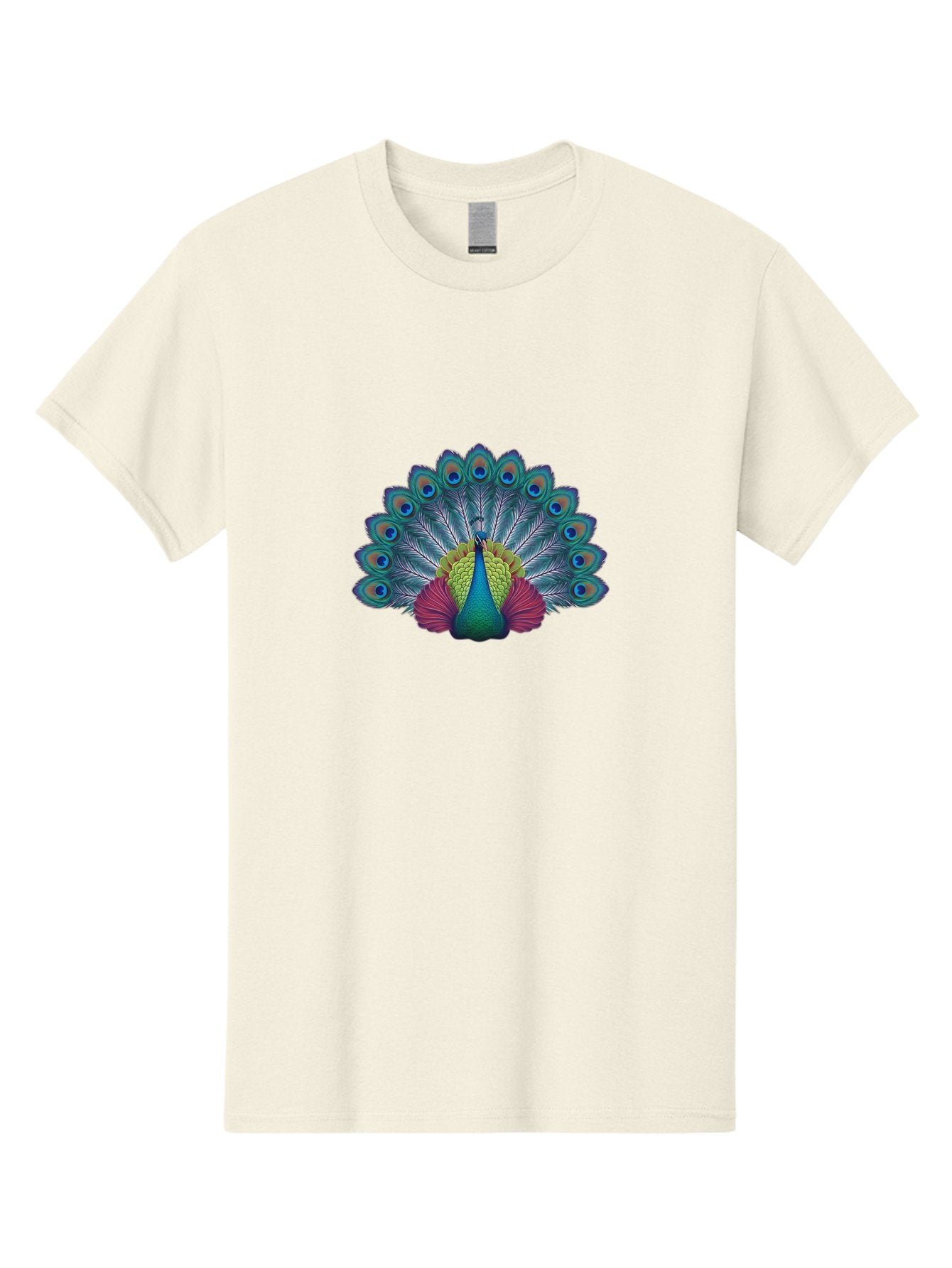 Peacock-19 Men'S Graphic Tee, 100% Cotton, Comfortable Casual Summer Wear, Machine Washable, Peacock With Vibrant Feathers, Colorful Plumage, Blue Eyespots, Green And Blue Body, Pink Train, Majestic Bird, Exotic Wildlife, Beautiful Creature, Bab080 15