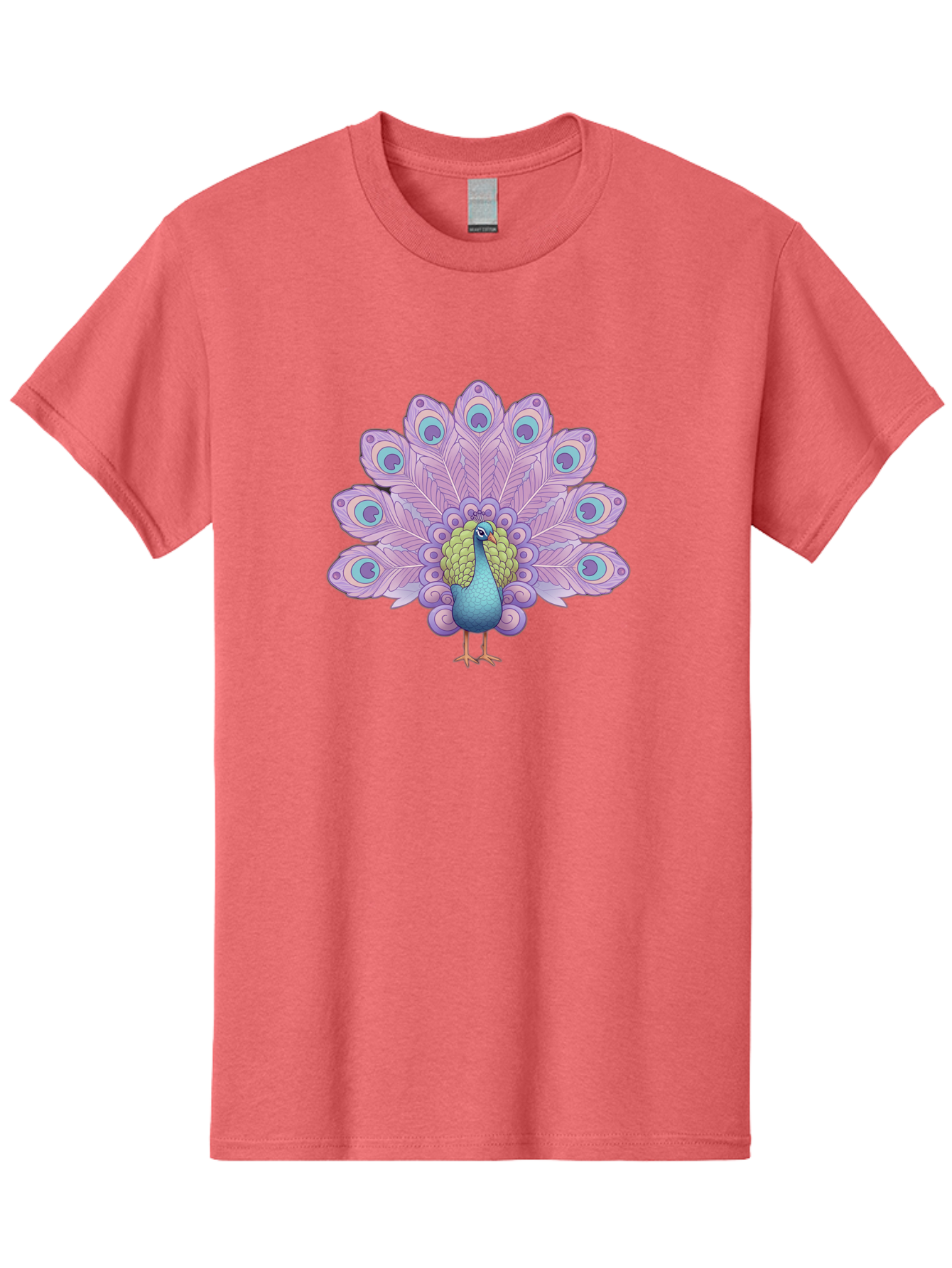 Peacock-2 Men'S Graphic Tee, 100% Cotton, Comfortable Casual Summer Wear, Machine Washable, Peacock Bird, Vibrant Plumage, Colorful Feathers, Blue And Purple Hues, Ornate Tail, Majestic Display, Eye-Catching Patterns, Luxurious Bird, Bab081