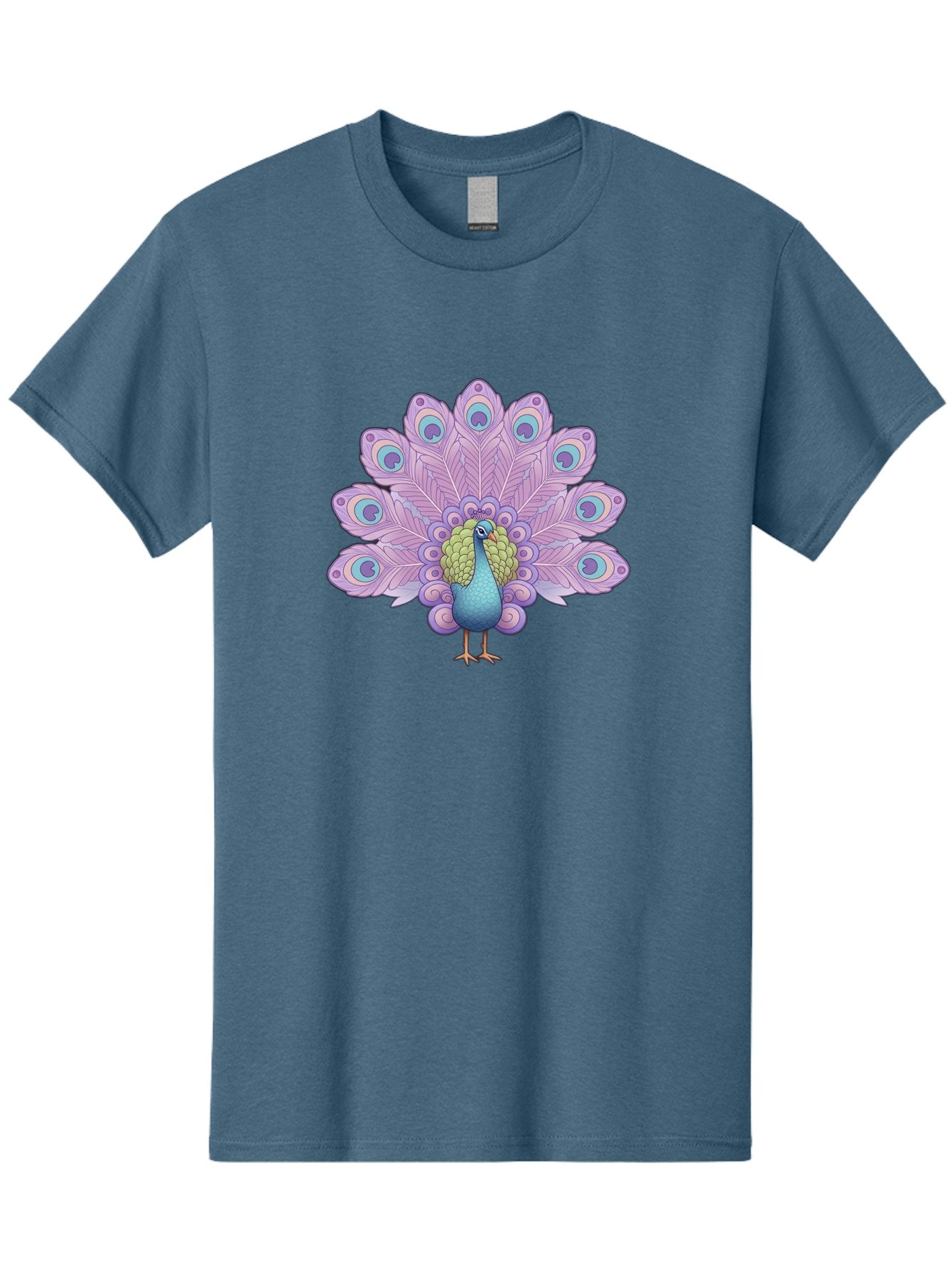 Peacock-2 Men'S Graphic Tee, 100% Cotton, Comfortable Casual Summer Wear, Machine Washable, Peacock Bird, Vibrant Plumage, Colorful Feathers, Blue And Purple Hues, Ornate Tail, Majestic Display, Eye-Catching Patterns, Luxurious Bird, Bab081 14