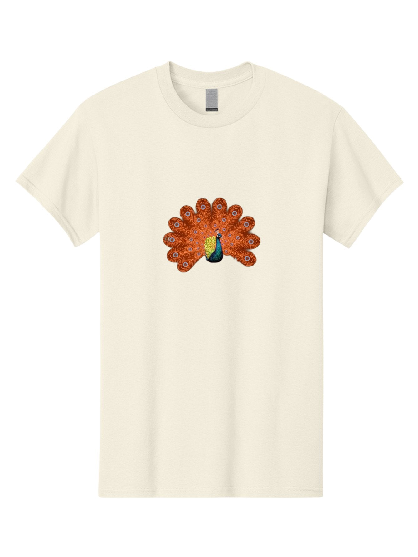 Peacock-20 Men'S Graphic Tee, 100% Cotton, Comfortable Casual Summer Wear, Machine Washable, Vibrant Peacock, Colorful Plumage, Orange Feathers, Blue And Yellow Body, Majestic Bird, Eye-Catching Display, Natural Beauty, Wildlife, Exotic Bird Bab082 12