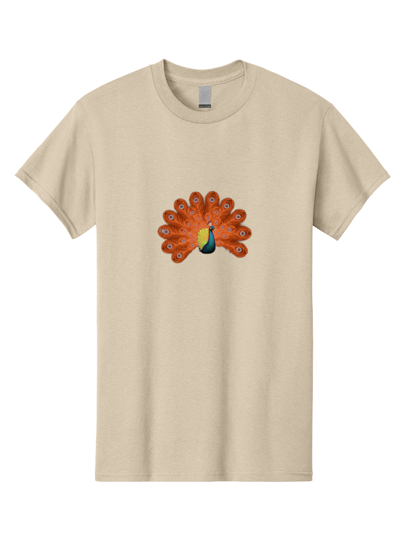 Peacock-20 Men'S Graphic Tee, 100% Cotton, Comfortable Casual Summer Wear, Machine Washable, Vibrant Peacock, Colorful Plumage, Orange Feathers, Blue And Yellow Body, Majestic Bird, Eye-Catching Display, Natural Beauty, Wildlife, Exotic Bird Bab082 27