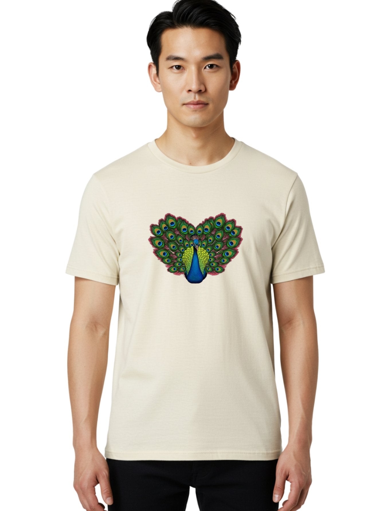 Peacock-21 Men'S Graphic Tee, 100% Cotton, Comfortable Casual Summer Wear, Machine Washable, Peacock Feather, Bird Plumage, Colorful Display, Vibrant Colors, Beautiful Bird, Eye-Catching Pattern, Stunning Feathers, Majestic Creature Bab083 22