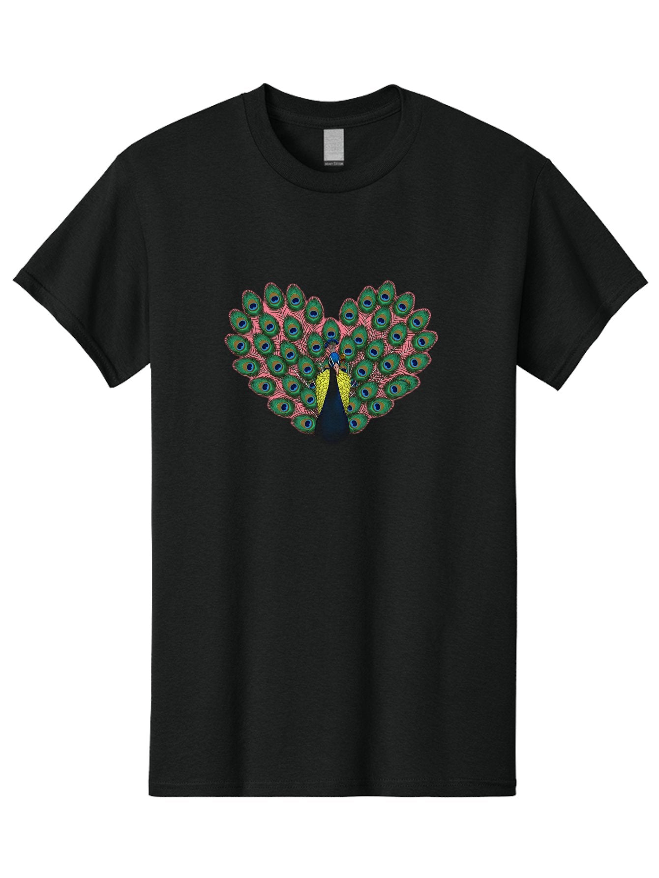 Peacock-22 Men'S Graphic Tee, 100% Cotton, Comfortable Casual Summer Wear, Machine Washable, Peacock Spreading Tail, Colorful Plumage, Vibrant Feathers, Blue Eyespots, Green And Pink Hues, Majestic Bird, Proud Display, Iridescent Colors, Bab084 12