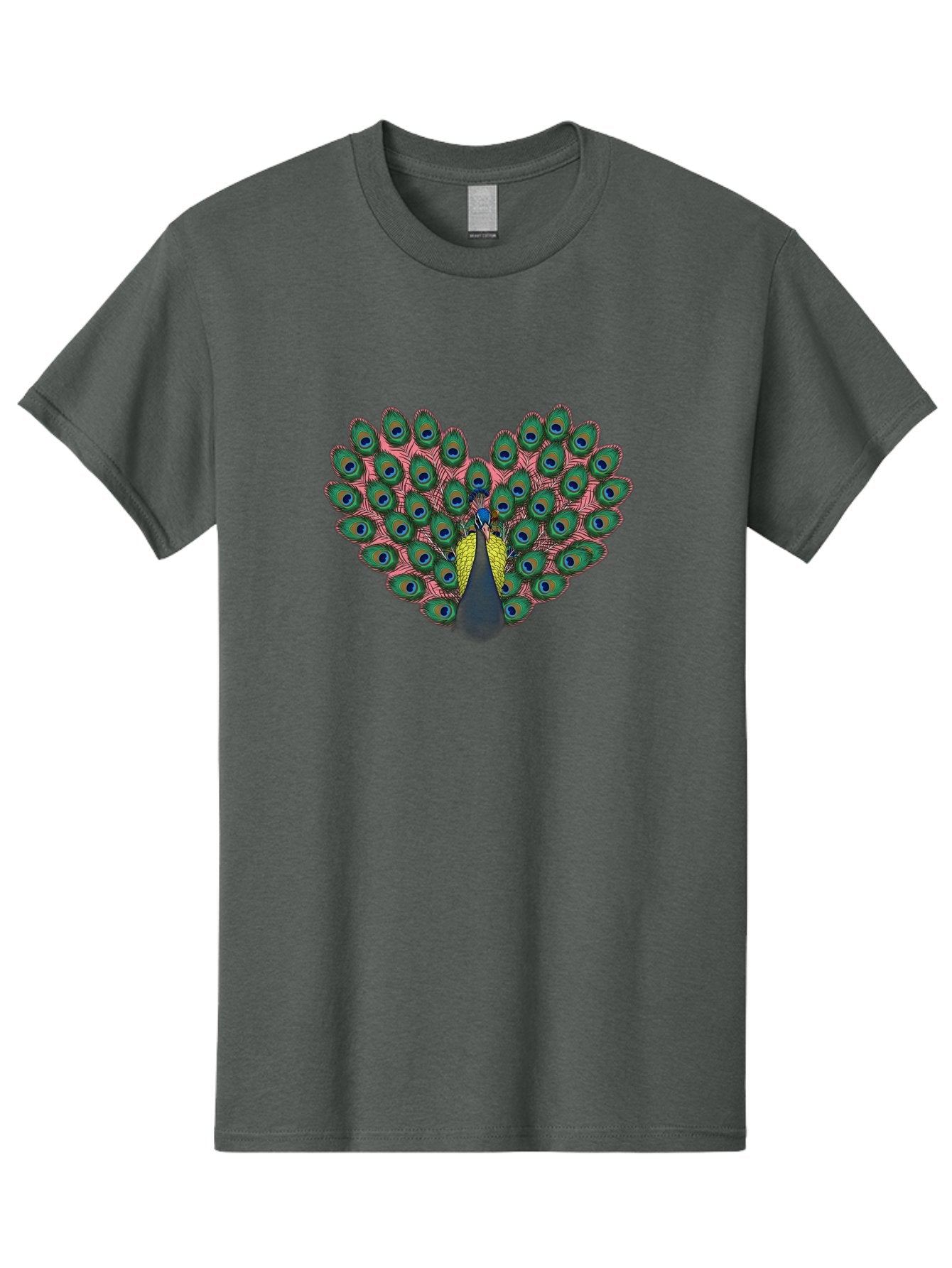 Peacock-22 Men'S Graphic Tee, 100% Cotton, Comfortable Casual Summer Wear, Machine Washable, Peacock Spreading Tail, Colorful Plumage, Vibrant Feathers, Blue Eyespots, Green And Pink Hues, Majestic Bird, Proud Display, Iridescent Colors, Bab084 8
