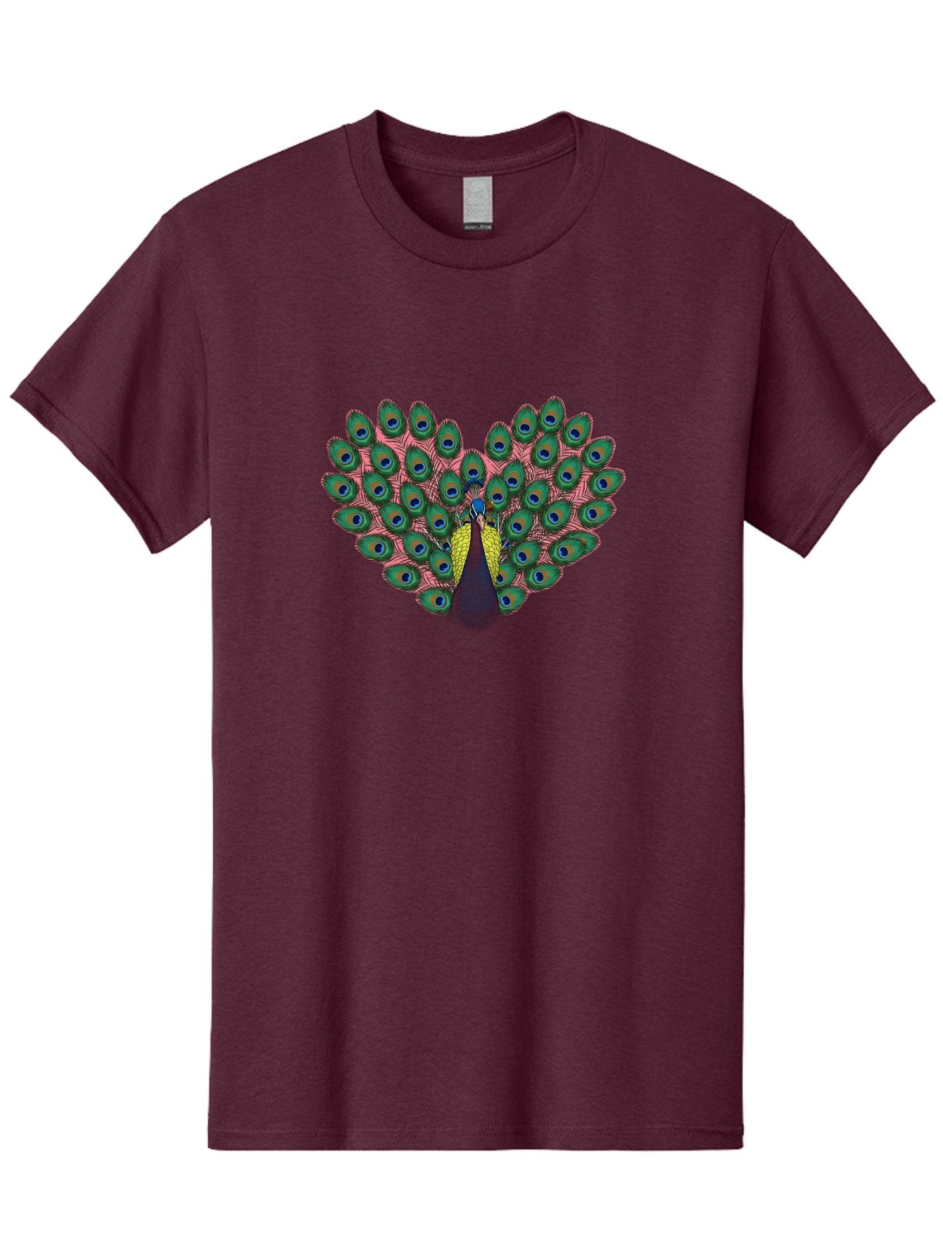 Peacock-22 Men'S Graphic Tee, 100% Cotton, Comfortable Casual Summer Wear, Machine Washable, Peacock Spreading Tail, Colorful Plumage, Vibrant Feathers, Blue Eyespots, Green And Pink Hues, Majestic Bird, Proud Display, Iridescent Colors, Bab084 10