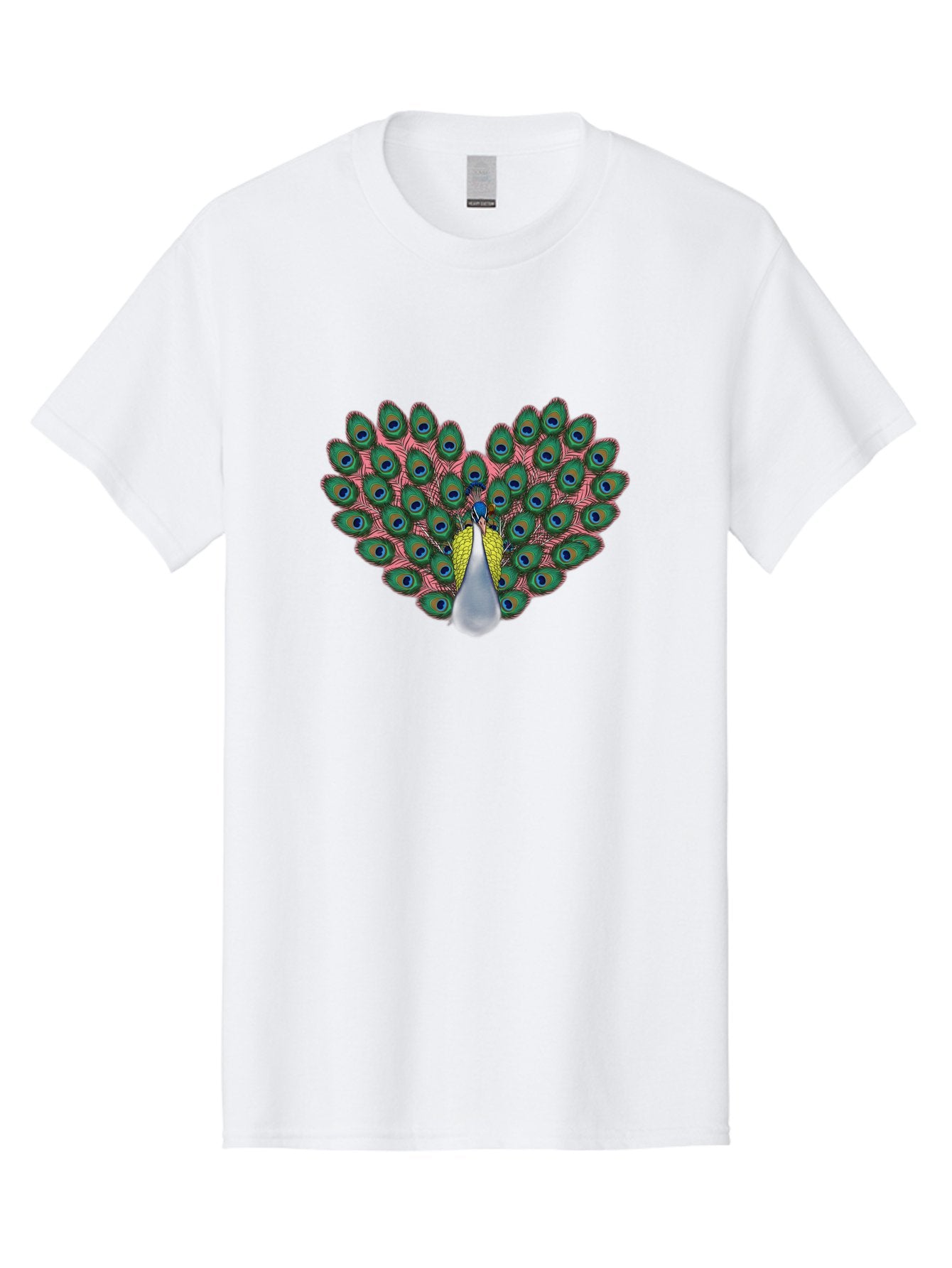 Peacock-22 Men'S Graphic Tee, 100% Cotton, Comfortable Casual Summer Wear, Machine Washable, Peacock Spreading Tail, Colorful Plumage, Vibrant Feathers, Blue Eyespots, Green And Pink Hues, Majestic Bird, Proud Display, Iridescent Colors, Bab084 4