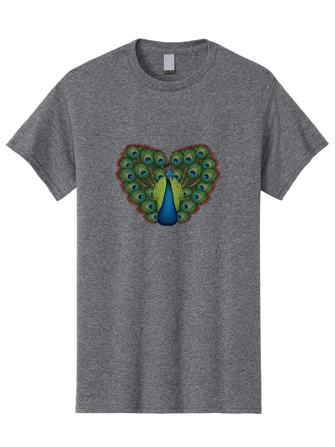 Peacock-23 Men'S Graphic Tee, 100% Cotton, Comfortable Casual Summer Wear, Machine Washable, Peacock, Spread Tail Feathers, Blue Eyespots, Colorful Plumage, Vibrant Blues And Greens, Exotic Bird, Majestic Display, Ornate Feathers Bab085 3
