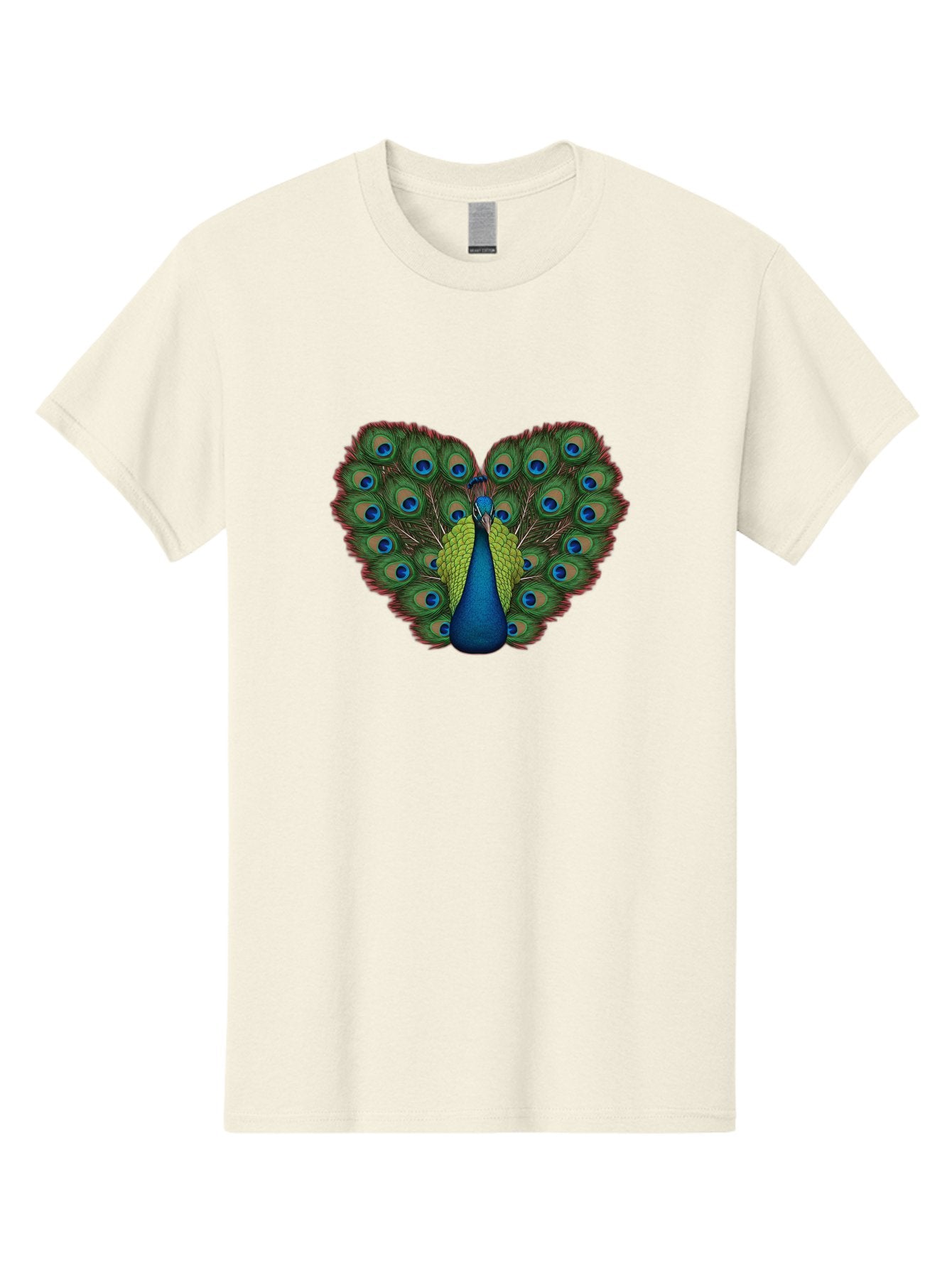 Peacock-23 Men'S Graphic Tee, 100% Cotton, Comfortable Casual Summer Wear, Machine Washable, Peacock, Spread Tail Feathers, Blue Eyespots, Colorful Plumage, Vibrant Blues And Greens, Exotic Bird, Majestic Display, Ornate Feathers Bab085