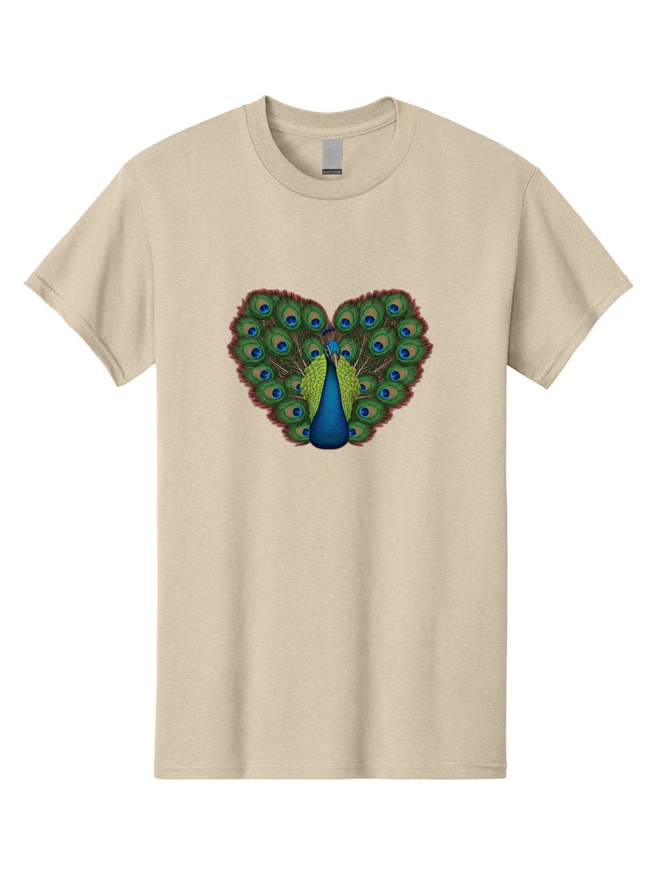 Peacock-23 Men'S Graphic Tee, 100% Cotton, Comfortable Casual Summer Wear, Machine Washable, Peacock, Spread Tail Feathers, Blue Eyespots, Colorful Plumage, Vibrant Blues And Greens, Exotic Bird, Majestic Display, Ornate Feathers Bab085 6