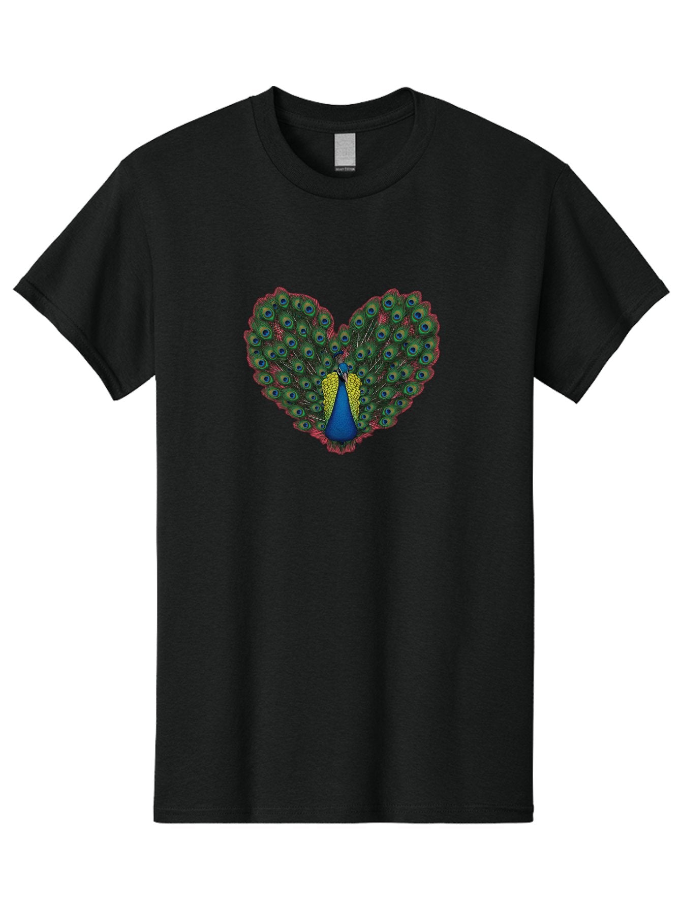 Peacock-25 Men'S Graphic Tee, 100% Cotton, Comfortable Casual Summer Wear, Machine Washable, Peacock With Spread Tail, Heart Shape, Blue And Green Feathers, Eye Spots, Vibrant Plumage, Colorful Bird, Majestic Display, Exotic Bird, Bab087 12