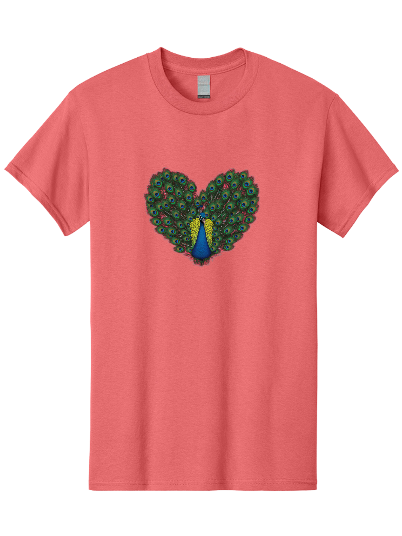 Peacock-25 Men'S Graphic Tee, 100% Cotton, Comfortable Casual Summer Wear, Machine Washable, Peacock With Spread Tail, Heart Shape, Blue And Green Feathers, Eye Spots, Vibrant Plumage, Colorful Bird, Majestic Display, Exotic Bird, Bab087 15