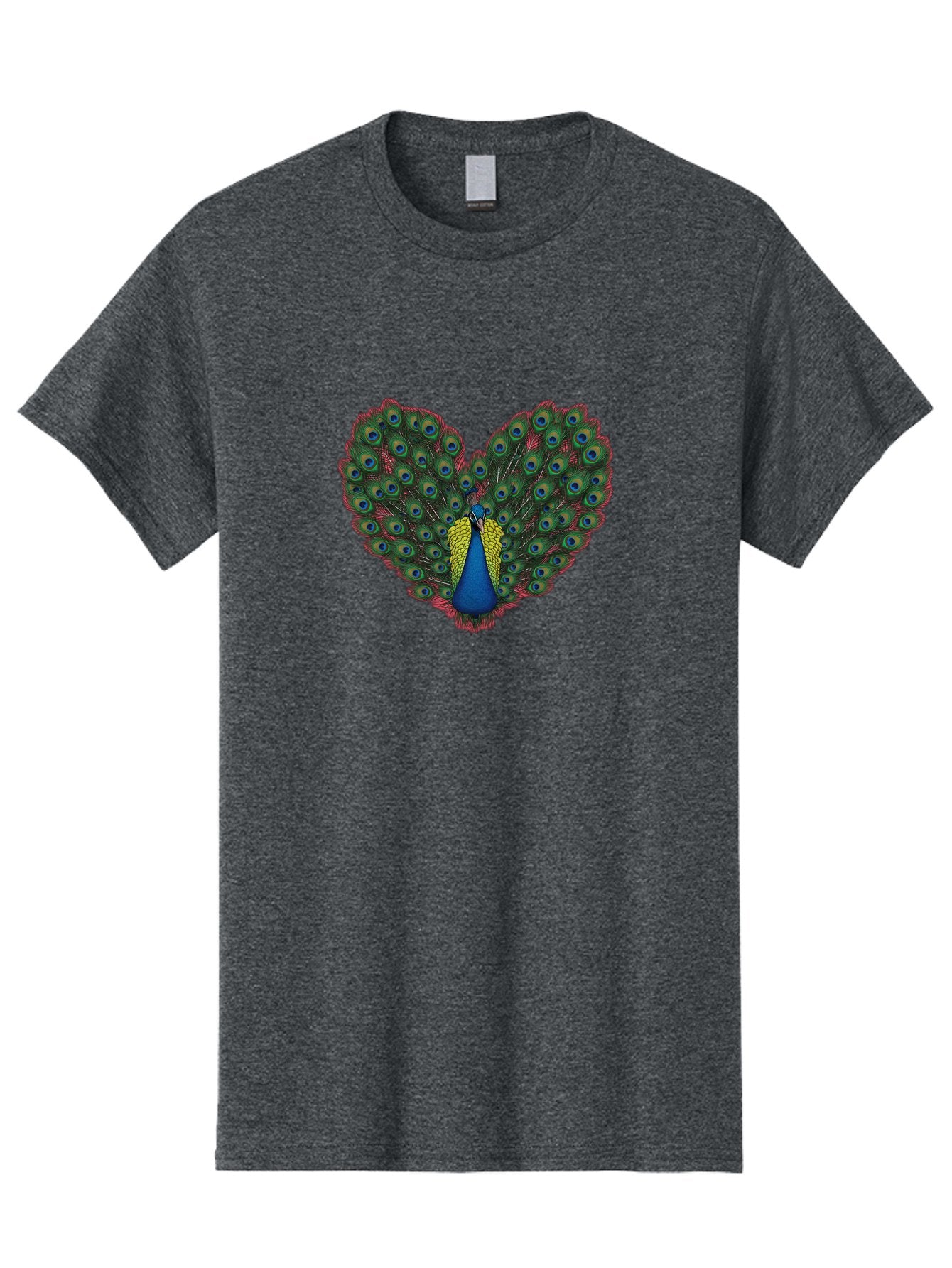 Peacock-25 Men'S Graphic Tee, 100% Cotton, Comfortable Casual Summer Wear, Machine Washable, Peacock With Spread Tail, Heart Shape, Blue And Green Feathers, Eye Spots, Vibrant Plumage, Colorful Bird, Majestic Display, Exotic Bird, Bab087 13