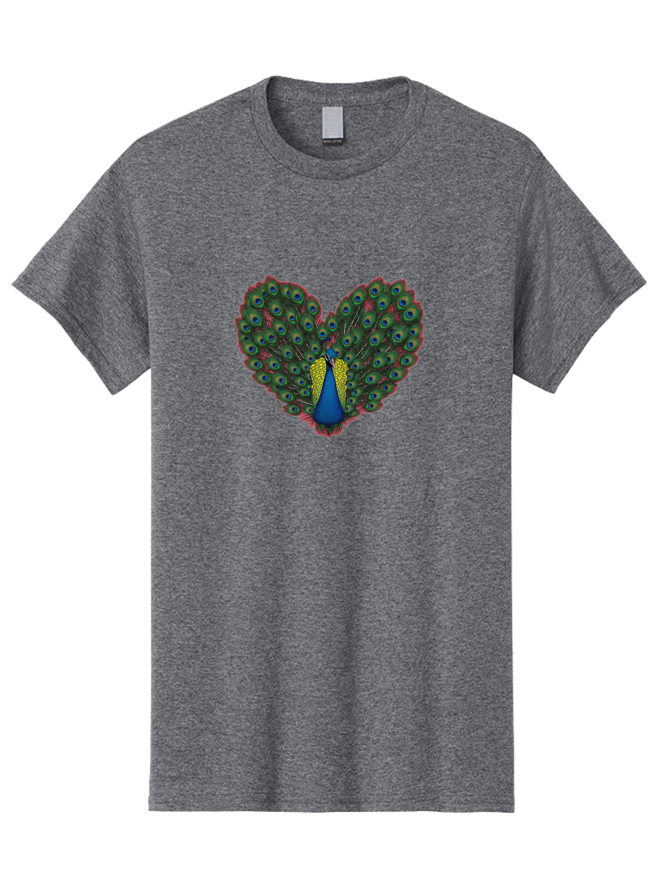 Peacock-25 Men'S Graphic Tee, 100% Cotton, Comfortable Casual Summer Wear, Machine Washable, Peacock With Spread Tail, Heart Shape, Blue And Green Feathers, Eye Spots, Vibrant Plumage, Colorful Bird, Majestic Display, Exotic Bird, Bab087 17