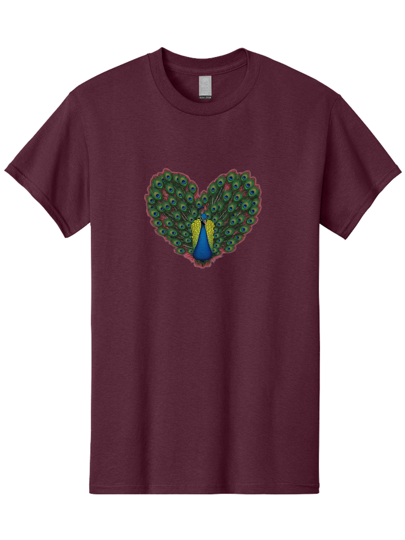 Peacock-25 Men'S Graphic Tee, 100% Cotton, Comfortable Casual Summer Wear, Machine Washable, Peacock With Spread Tail, Heart Shape, Blue And Green Feathers, Eye Spots, Vibrant Plumage, Colorful Bird, Majestic Display, Exotic Bird, Bab087 19