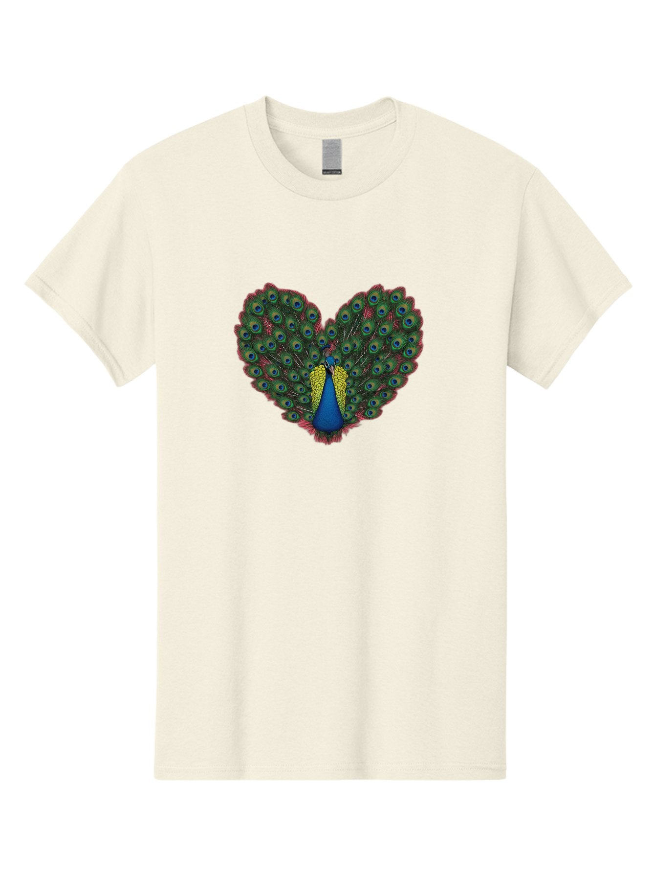 Peacock-25 Men'S Graphic Tee, 100% Cotton, Comfortable Casual Summer Wear, Machine Washable, Peacock With Spread Tail, Heart Shape, Blue And Green Feathers, Eye Spots, Vibrant Plumage, Colorful Bird, Majestic Display, Exotic Bird, Bab087 8