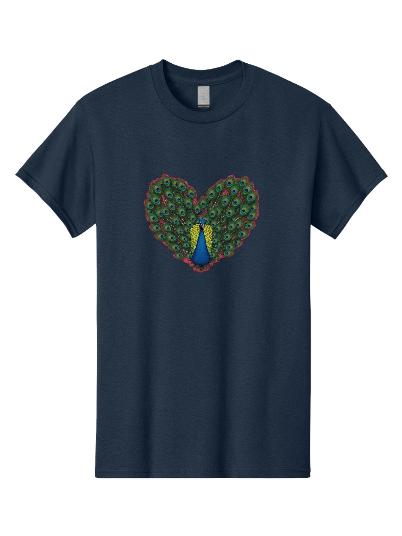 Peacock-25 Men'S Graphic Tee, 100% Cotton, Comfortable Casual Summer Wear, Machine Washable, Peacock With Spread Tail, Heart Shape, Blue And Green Feathers, Eye Spots, Vibrant Plumage, Colorful Bird, Majestic Display, Exotic Bird, Bab087 10