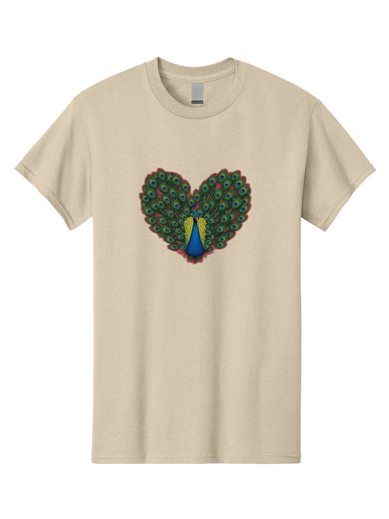 Peacock-25 Men'S Graphic Tee, 100% Cotton, Comfortable Casual Summer Wear, Machine Washable, Peacock With Spread Tail, Heart Shape, Blue And Green Feathers, Eye Spots, Vibrant Plumage, Colorful Bird, Majestic Display, Exotic Bird, Bab087 14
