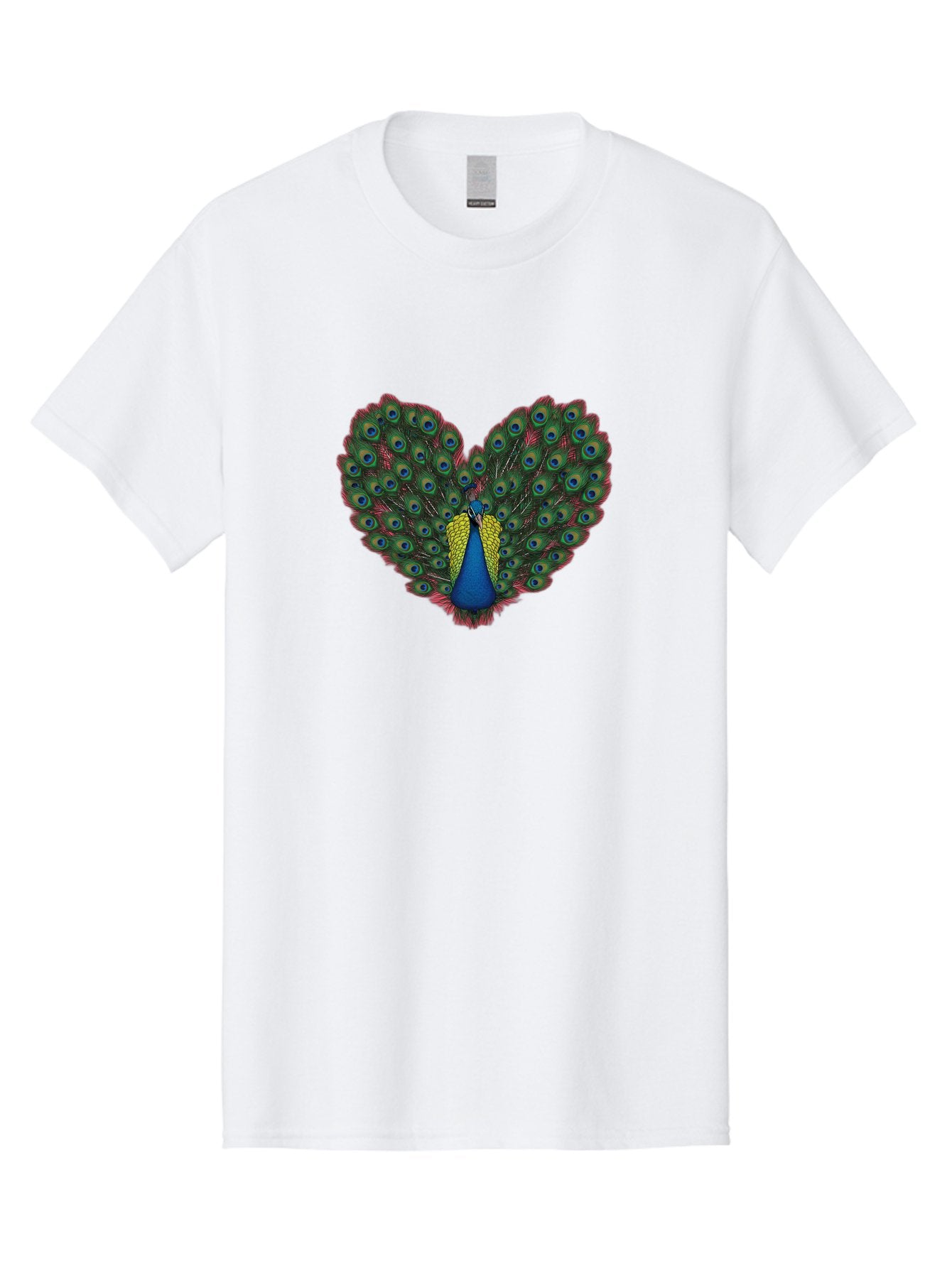 Peacock-25 Men'S Graphic Tee, 100% Cotton, Comfortable Casual Summer Wear, Machine Washable, Peacock With Spread Tail, Heart Shape, Blue And Green Feathers, Eye Spots, Vibrant Plumage, Colorful Bird, Majestic Display, Exotic Bird, Bab087 7