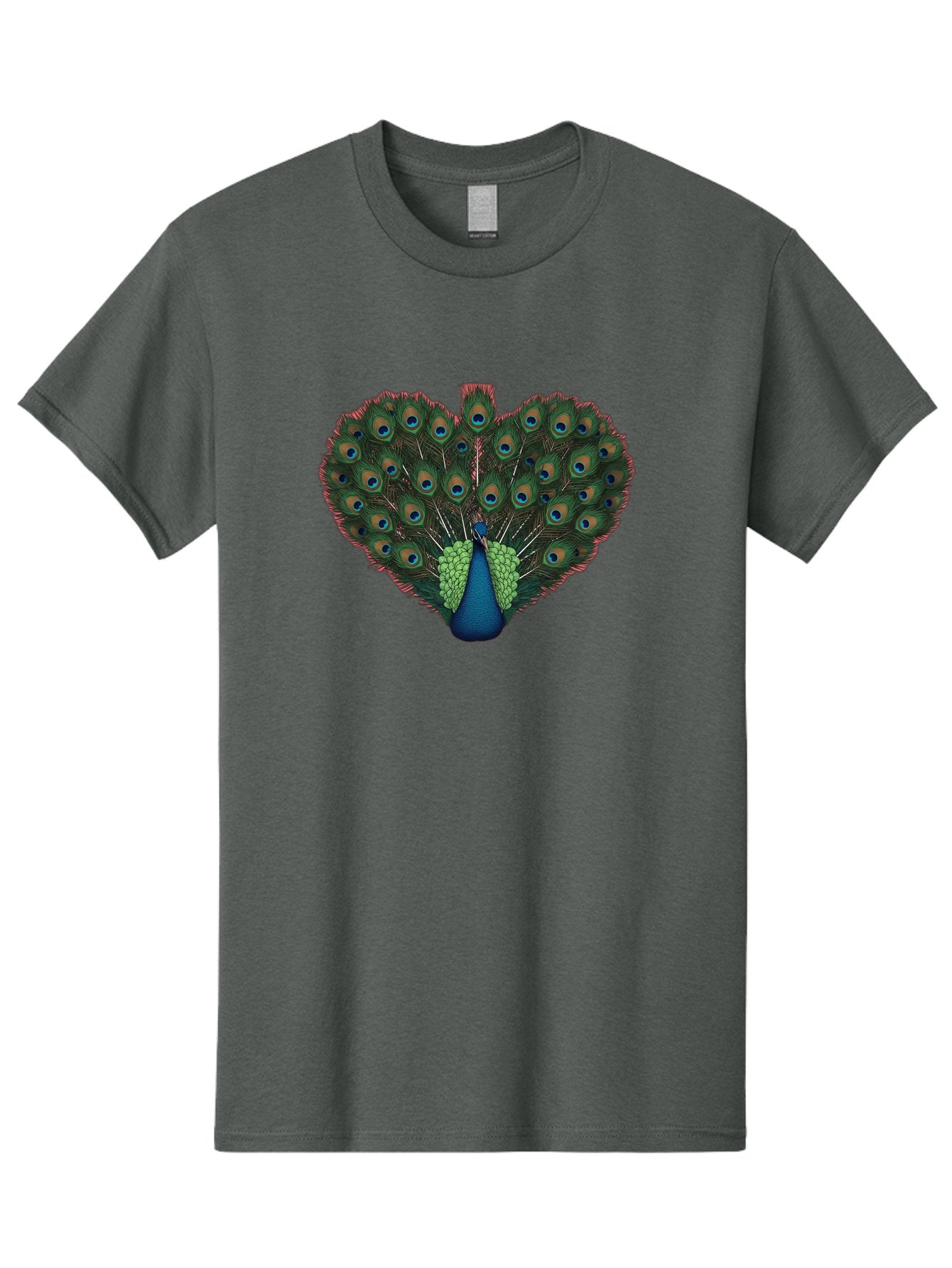 Peacock-26 Men'S Graphic Tee, 100% Cotton, Comfortable Casual Summer Wear, Machine Washable, Peacock Feather Display, Vibrant Plumage, Blue And Green Hues, Eye-Catching Pattern, Majestic Bird, Ornate Tail Feathers, Colorful Bird, Exotic Beauty Bab088 3